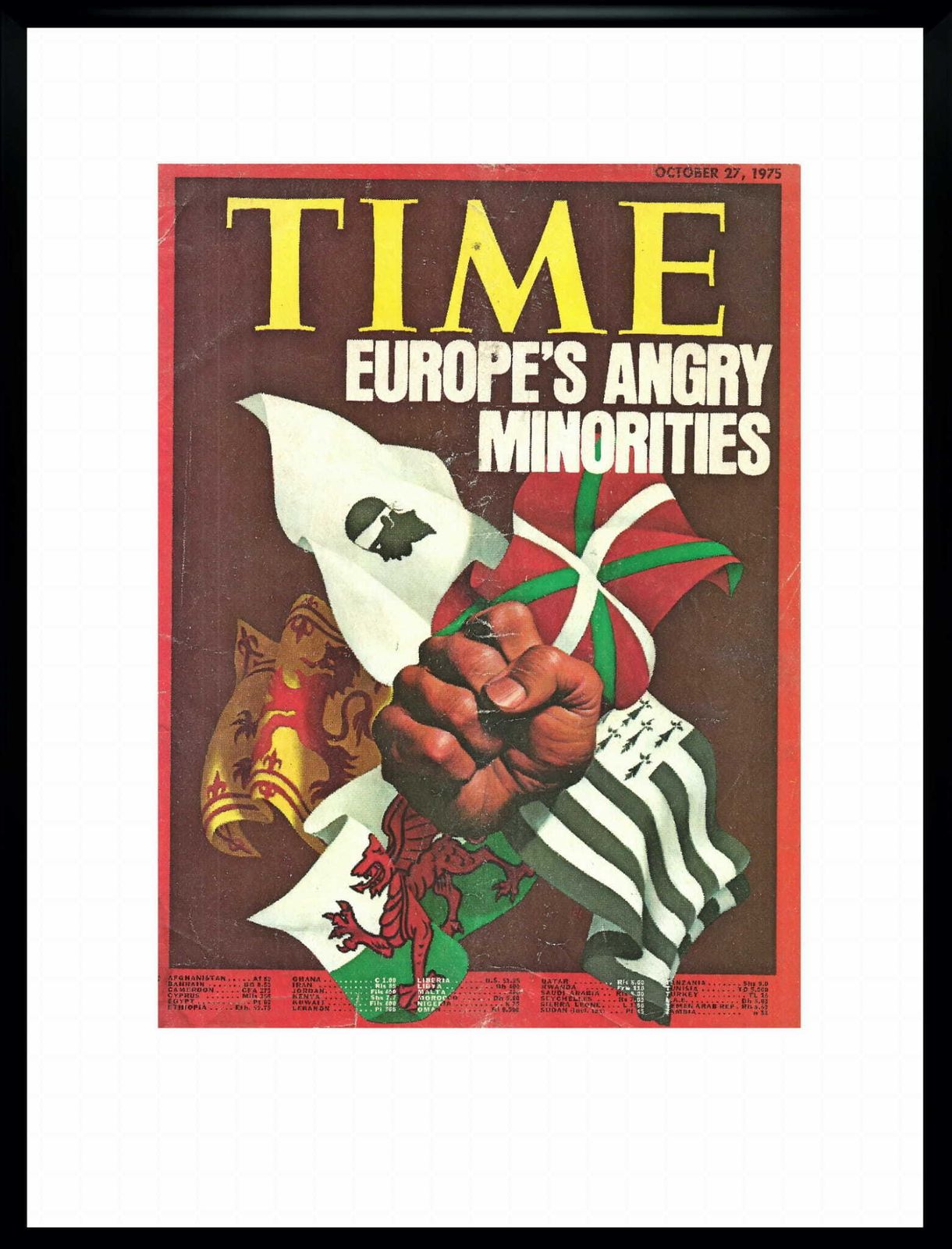 Cover Of Time 10/1975, Europe's Angry Minorities In Frame photo furniture