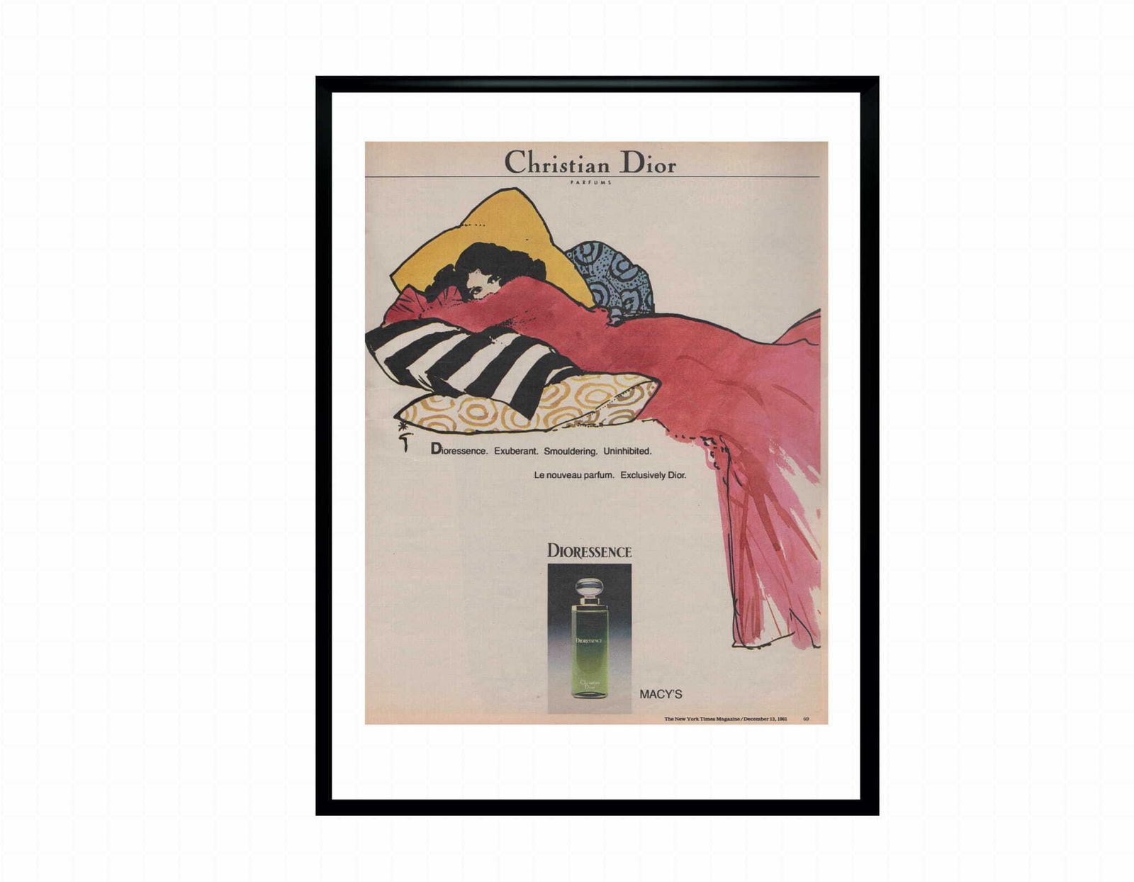 Framed Advertising Of Christian Dior, By Rene Gruau For Christian Dior, 1981 photo furniture