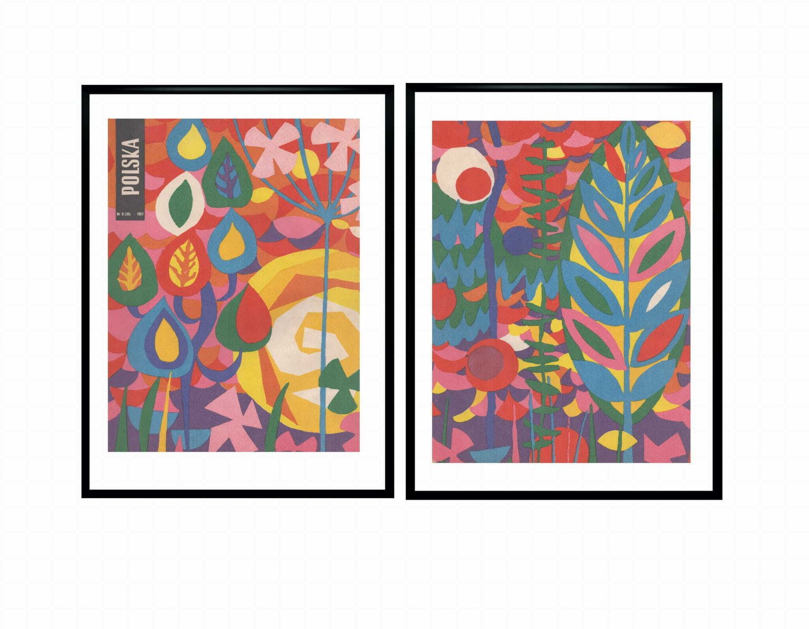 Two Framed Covers Of Polska Magazine, "Lato", Author. Teresa Ponińska, 1957 photo furniture