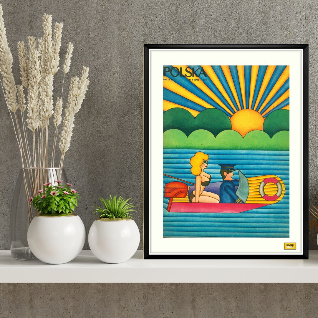 Two Framed Covers Of Polska Magazine, "Lato" Andrzej Krajewski 1974 photo furniture