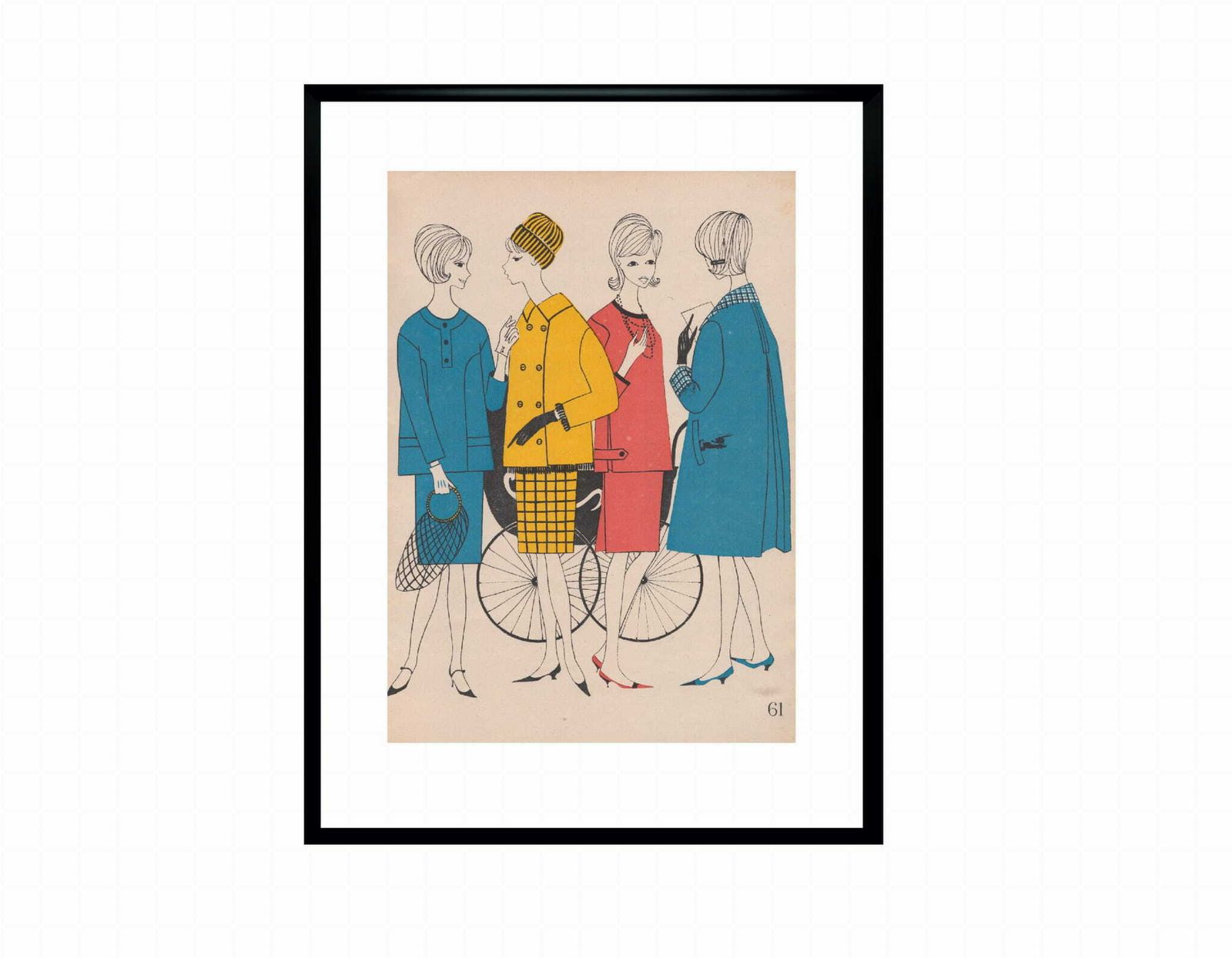 Set Of Two Fashion Drawings By Barbara Baranowska, 1961 photo Art