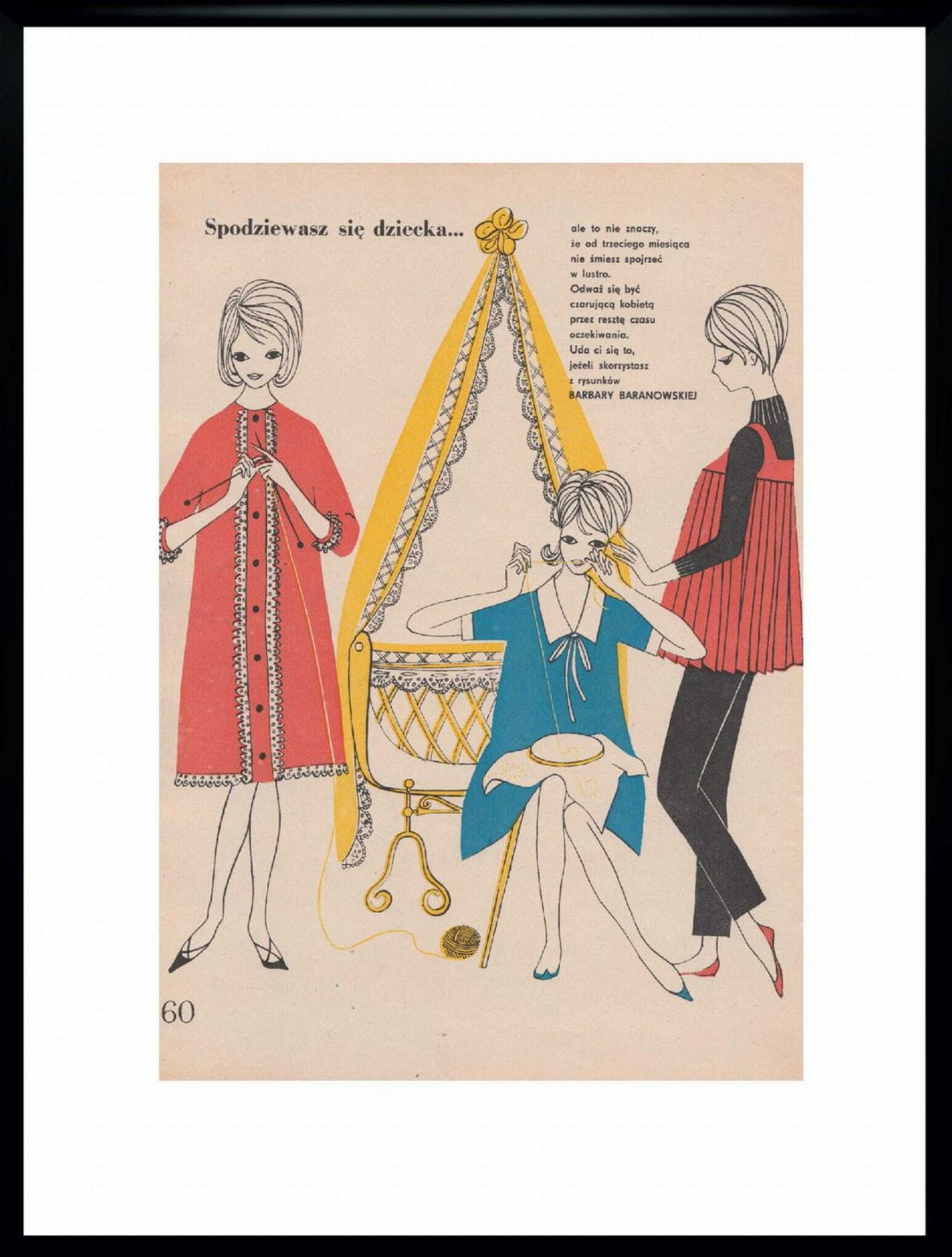 Set Of Two Fashion Drawings By Barbara Baranowska, 1961 photo 175.0