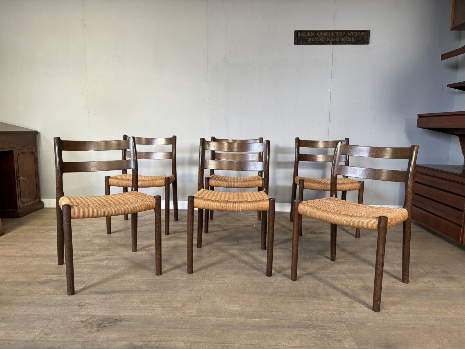 Set Of 6 Vintage Danish Dining Room Chairs Model Number 84 By Niels Otto Moller