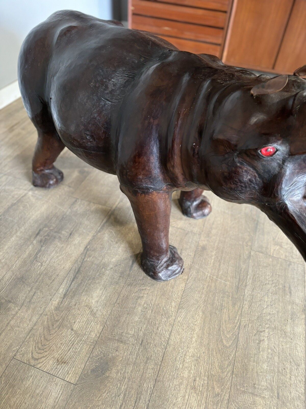 photo for sale 20th Century Liberty London Style Extra Large Leather Hippo