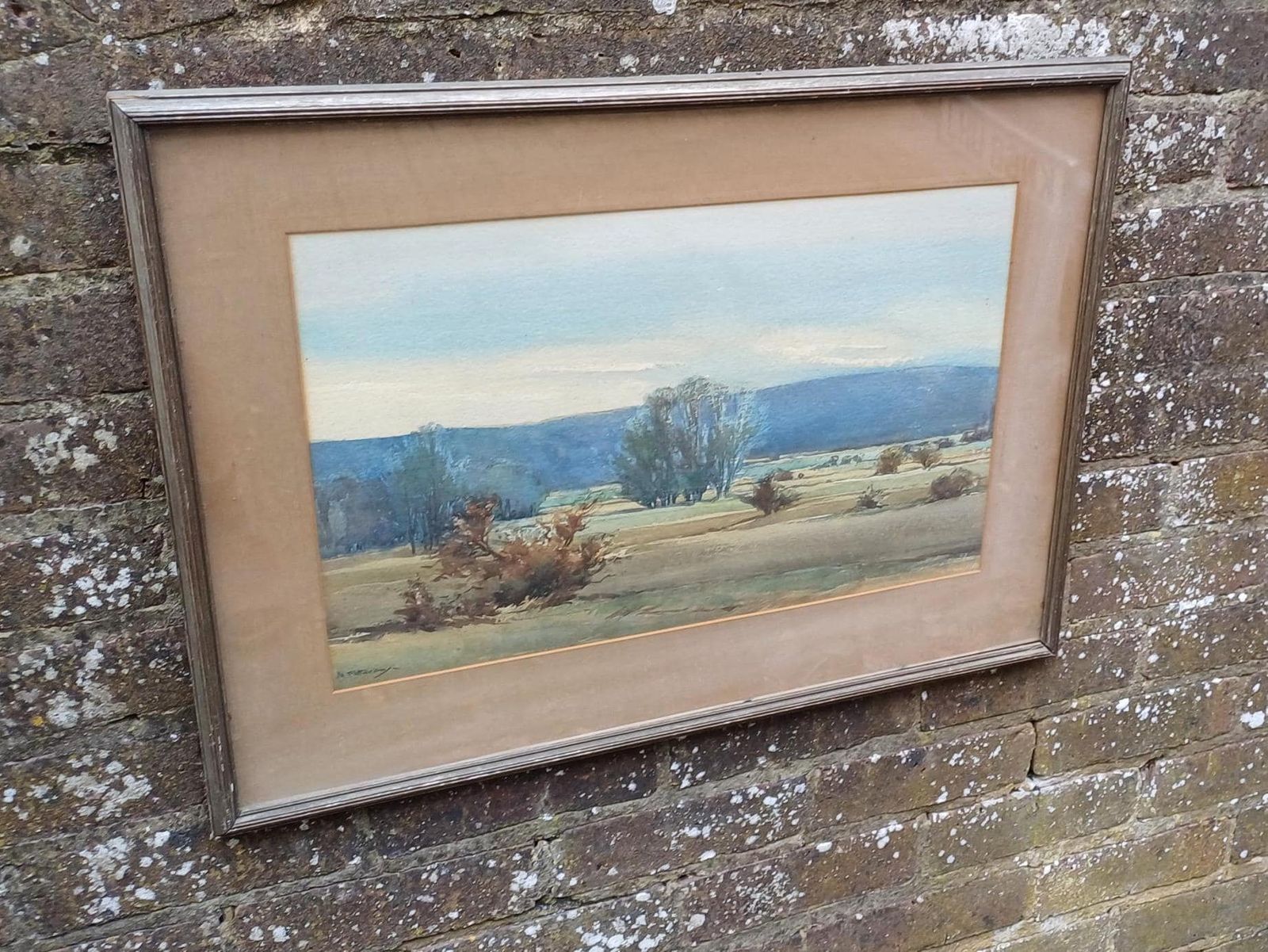 Original Art Early To Mid 1900s Original Water Colour By Madeline Pothecary, Possible Sussex Or Kent. Framed In Mid Century Wooden Glazed Frame photo furniture
