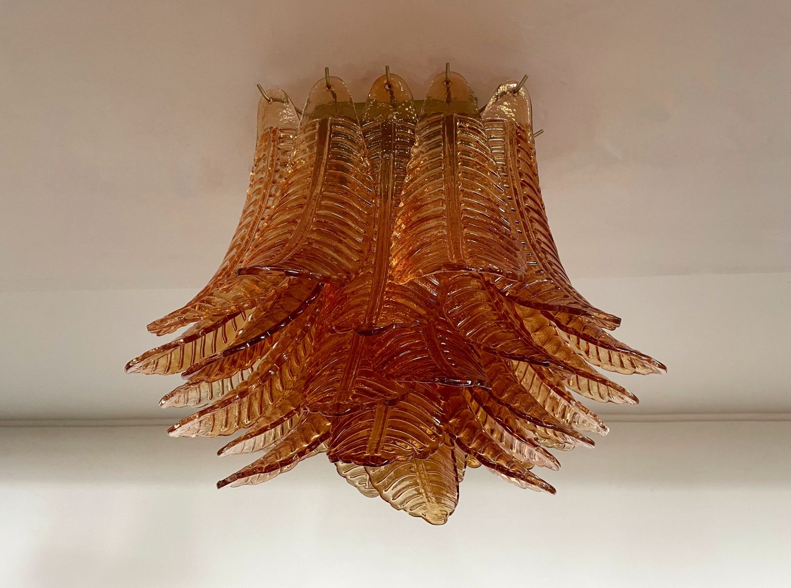 Murano Ceiling Lamp – 32  Amber Felci Glasses photo for sale