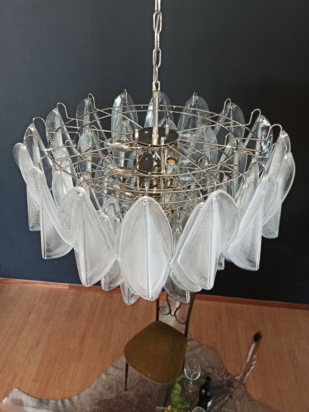 Italian Vintage Murano Chandelier   57 Glass Rondini photo for sale