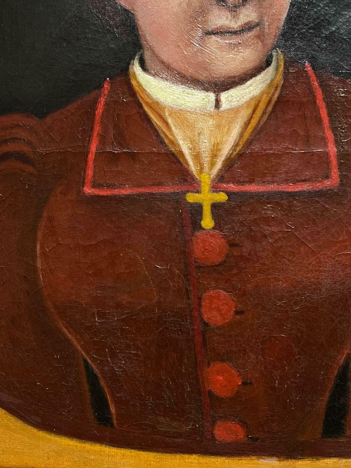 19th Century French Naive Portrait Of Lady Large Oil Painting On Canvas photo Art