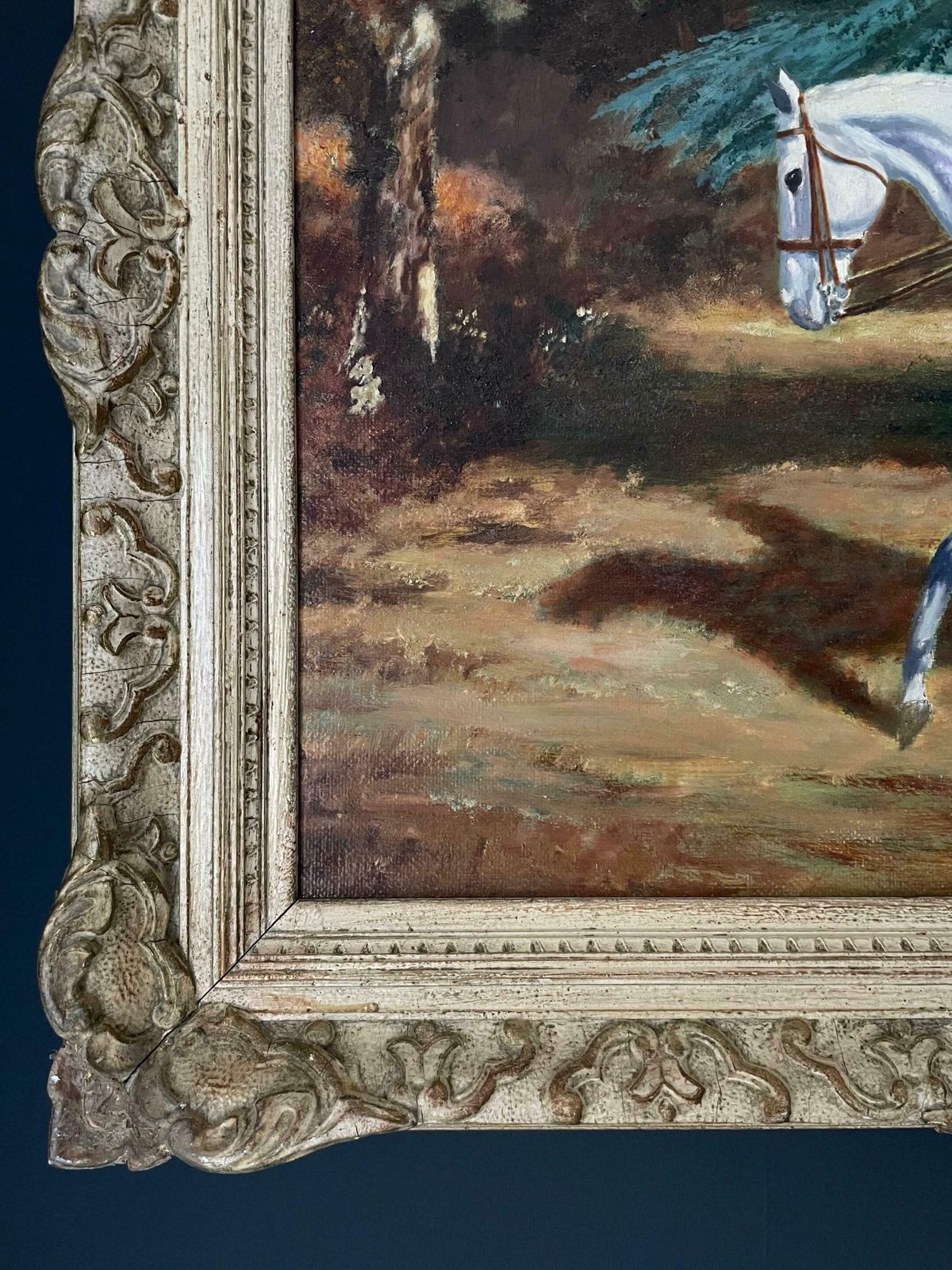 John Renneybritish Hunting Scene Oil Painting Master Of The Fox Hounds On Horsebackc. 1970's photo for sale