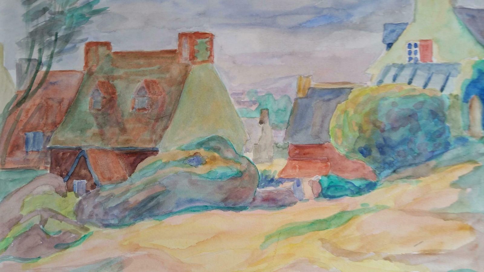 Louis Bellonprovence Village Landscape Post Impressionist 1940's Paintingc. 1940s