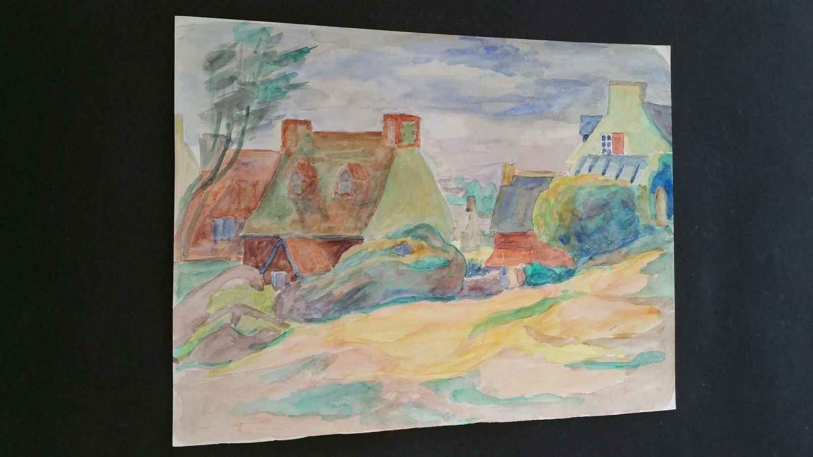 Louis Bellonprovence Village Landscape Post Impressionist 1940's Paintingc. 1940s photo vintage