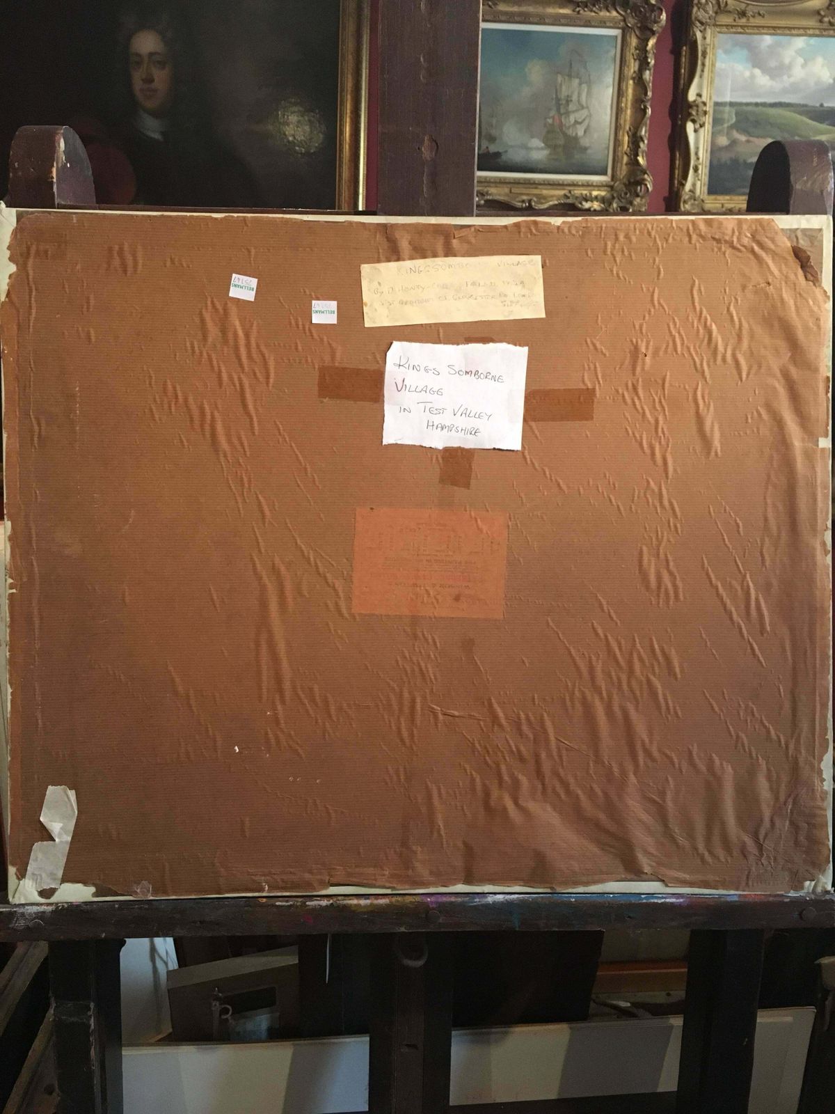 photo furniture Deidre Henty Creerthe English Village Kings Somborne, River Ford Hampshire   Oil Paintingc. 1960's