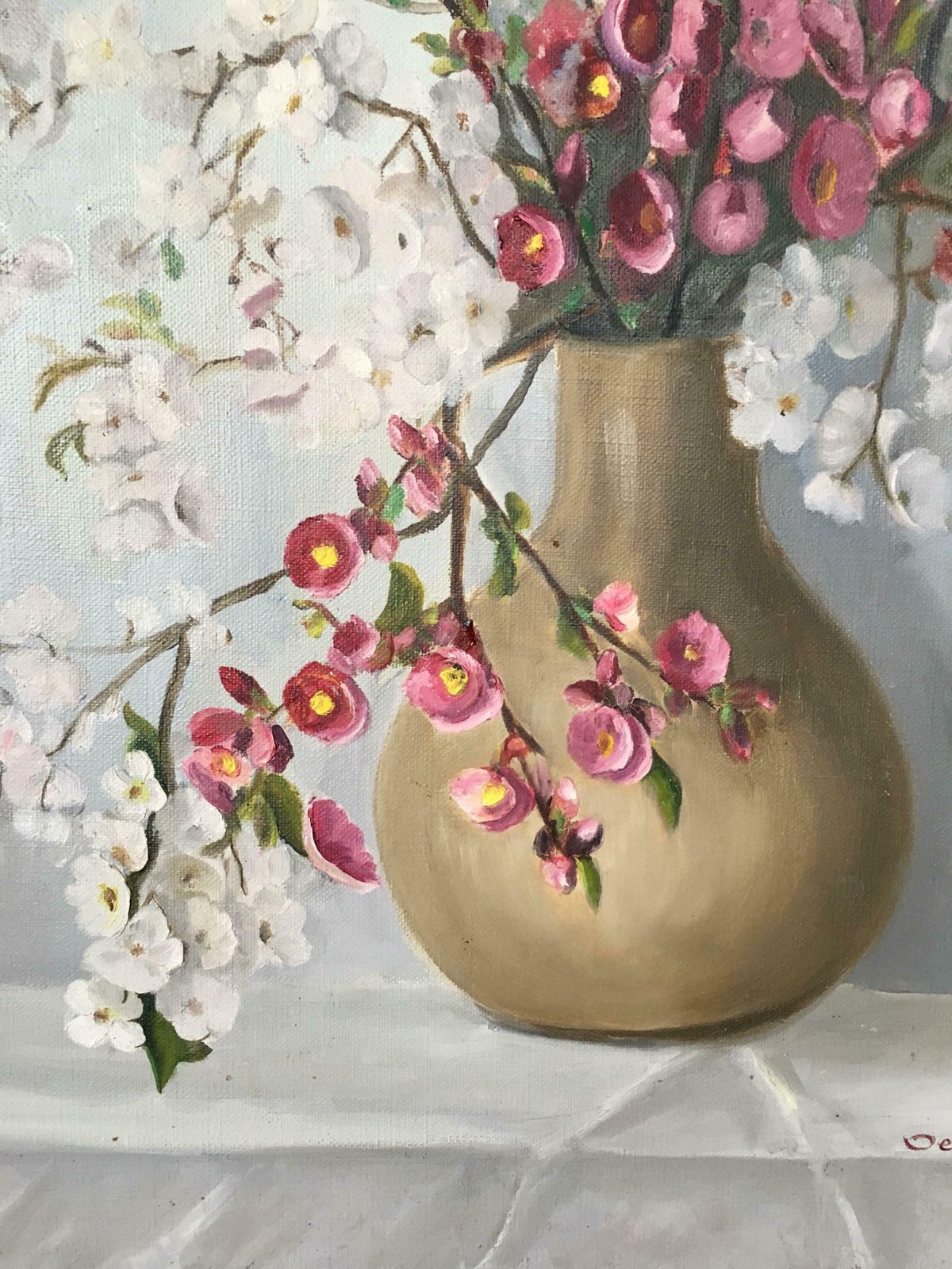 Unknown'bouquet De Fleurs' Impressionist Still Life Of Flowers, Signed Oil Painting1949 photo 710.0