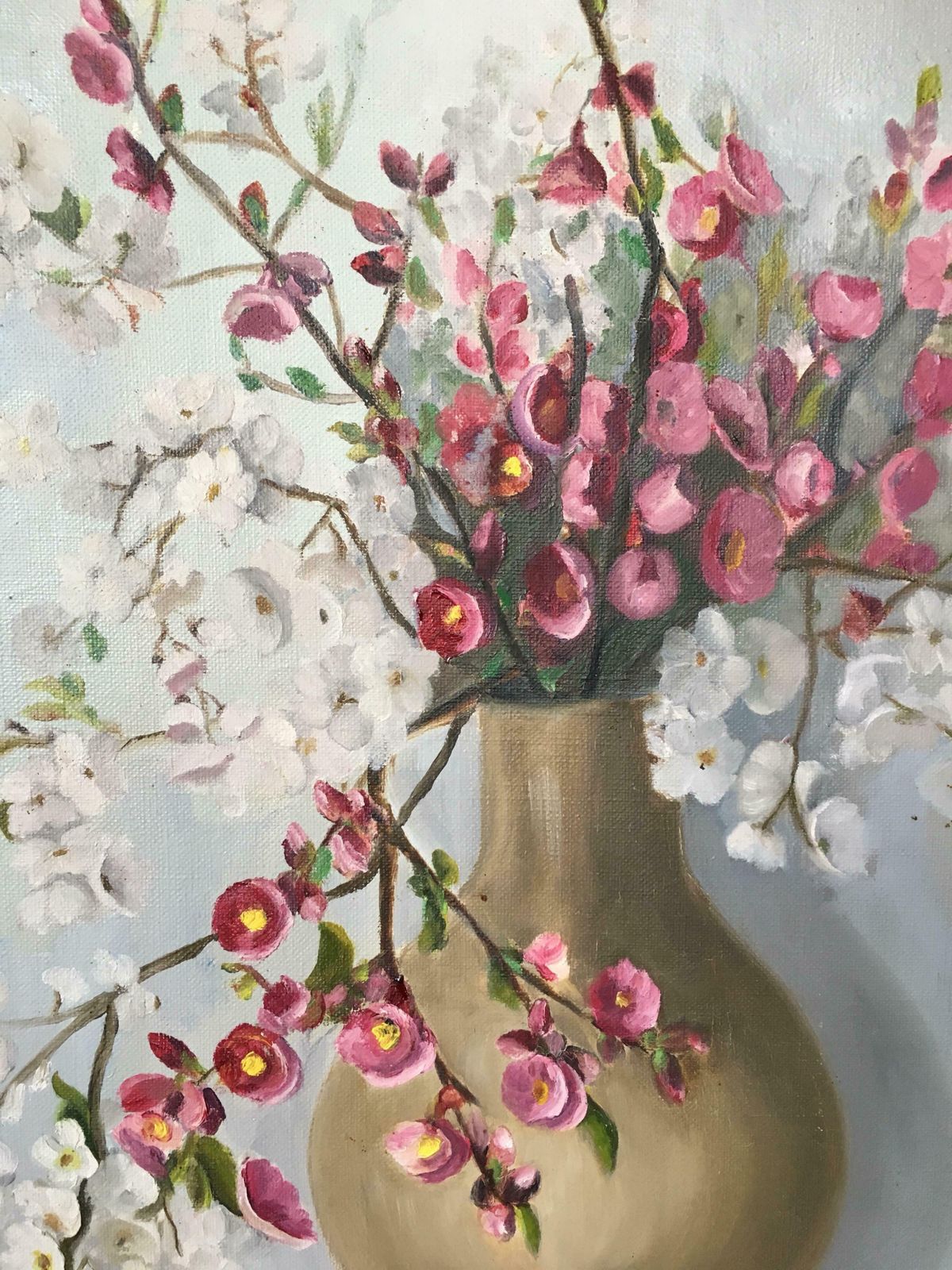 Unknown'bouquet De Fleurs' Impressionist Still Life Of Flowers, Signed Oil Painting1949 photo vinterior