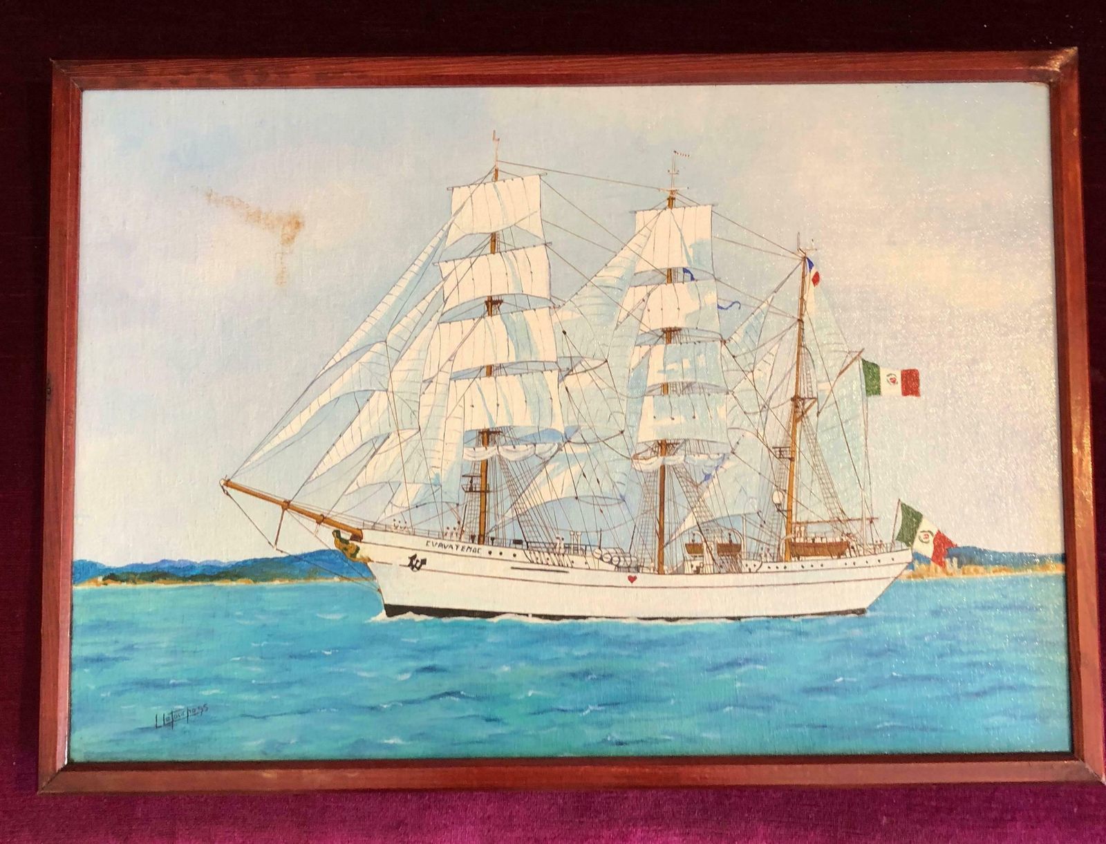Louis Letouchecuauhtémoc, Signed Oil Paintingc. 1995 photo furniture
