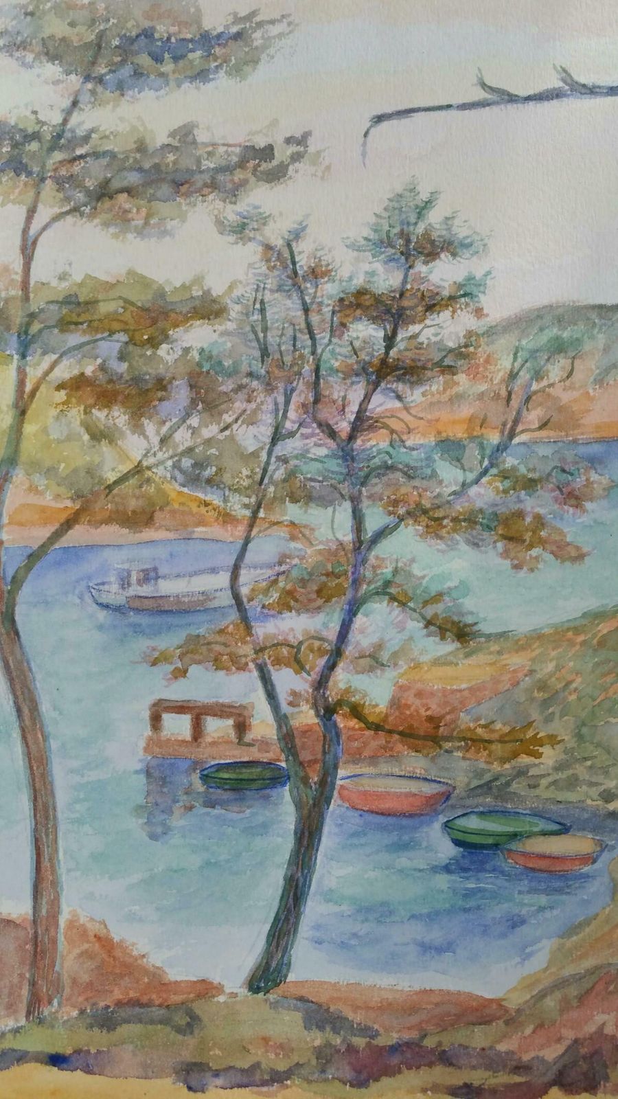 Louis Bellonprovence Boats Landscape Post Impressionist Signed 1940's Paintingc. 1940s photo Art