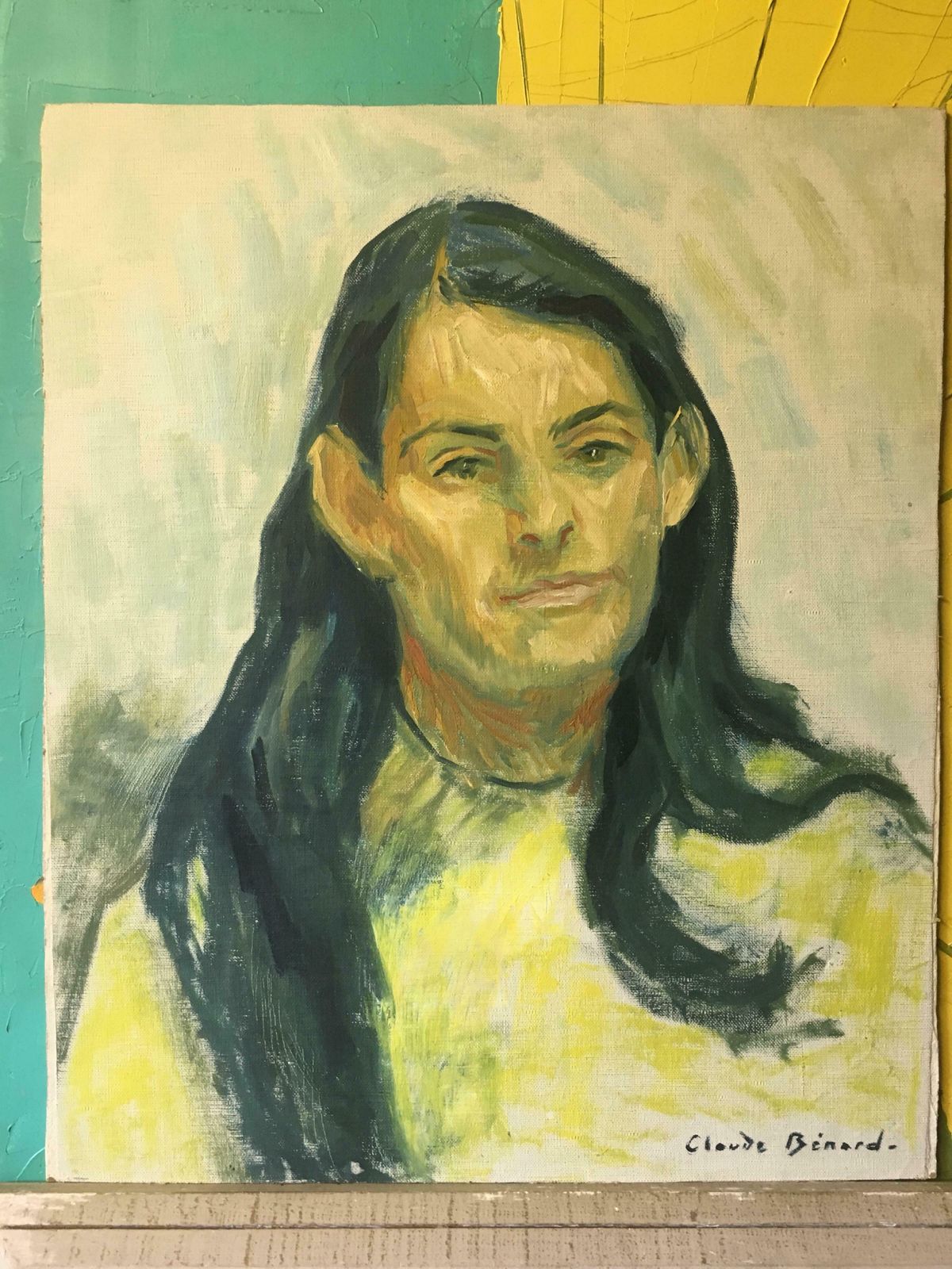 Claude Benardthe Lady In Yellow, Impressionist Portrait, Signed Oil Paintingc.1950s photo buy