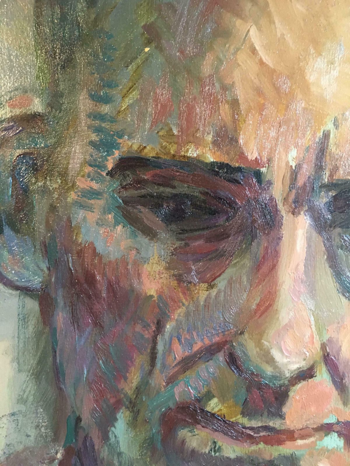 Modern Britishsombre Gentlemen, Mid 20th C. Male Portrait, Original Impressionist Oil Paintingc.1950s photo 664.0