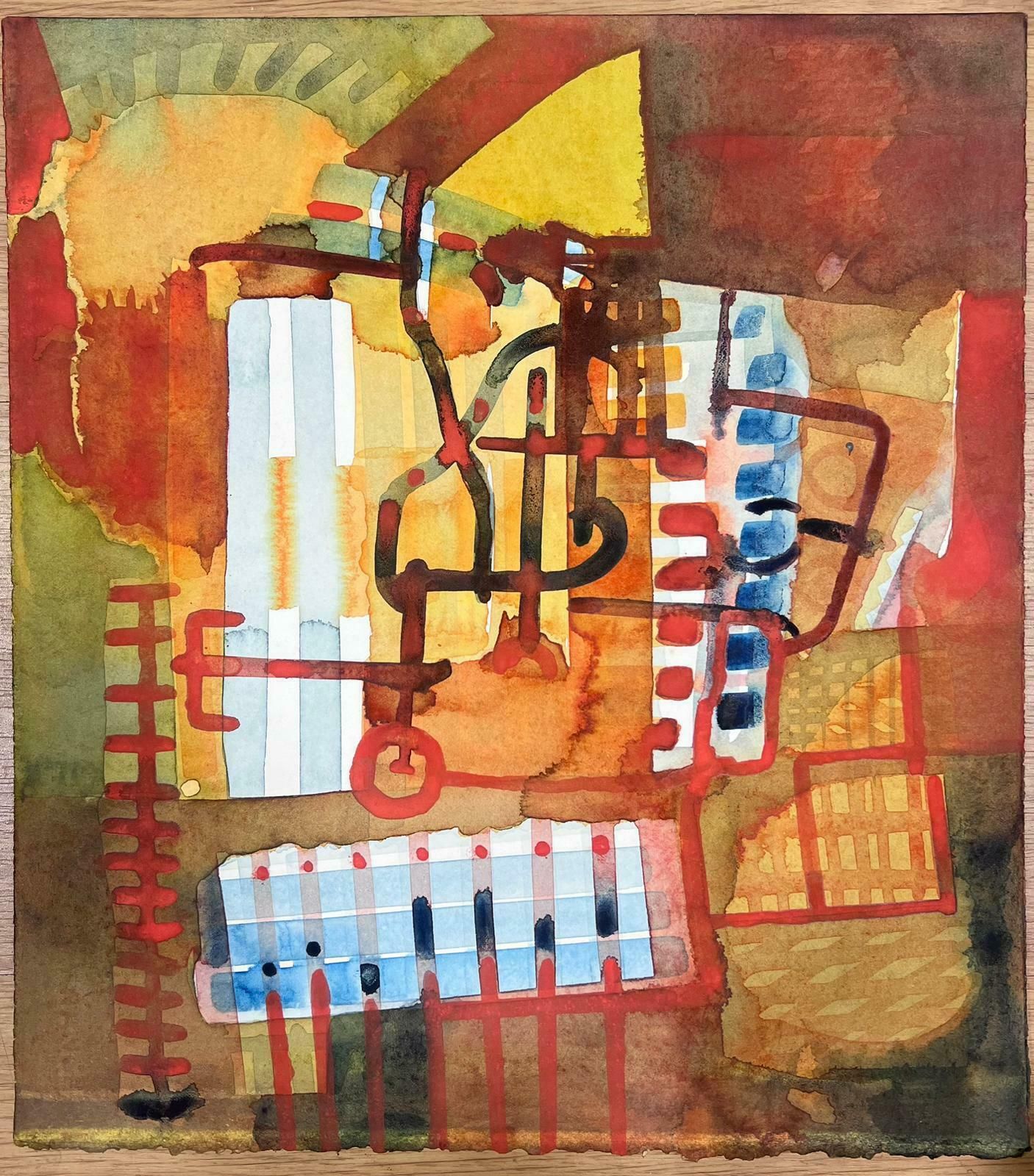 Jacques Coulais (1955 2011)french Expressionist Abstract Original Painting Fiery Coloursmid 20th Century photo furniture