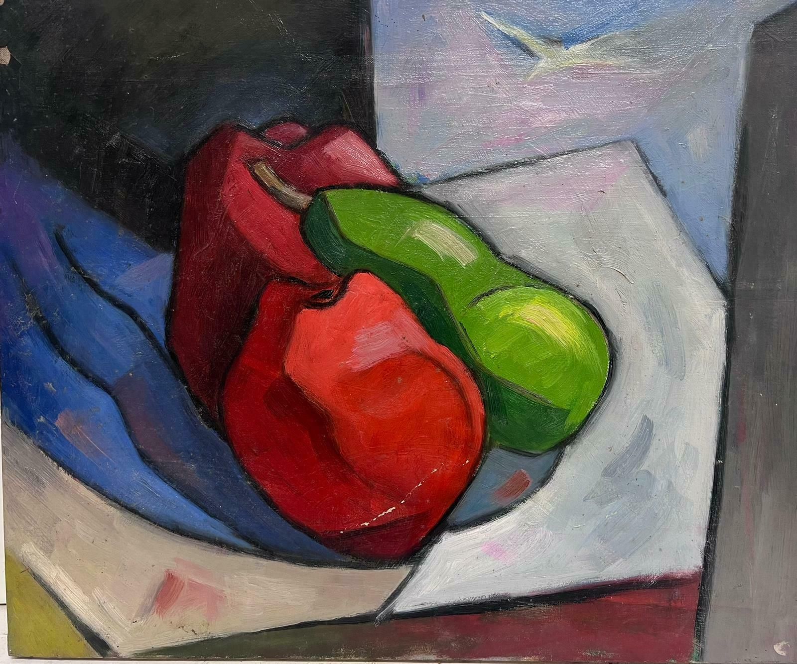 Paul Louis Bolot (French 1918 2003)french Modernist Oil Painting Cubist Still Life Of Apples20th Century