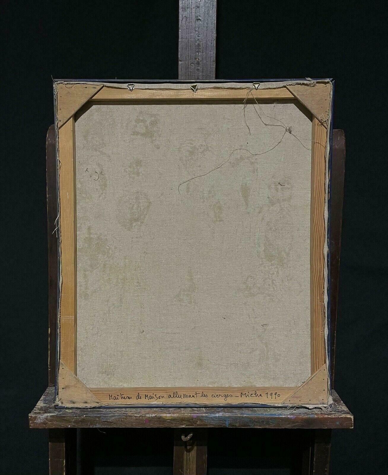 French Schoollarge French Figurative Modernist Signed Oil Painting, Many Figures photo vinterior