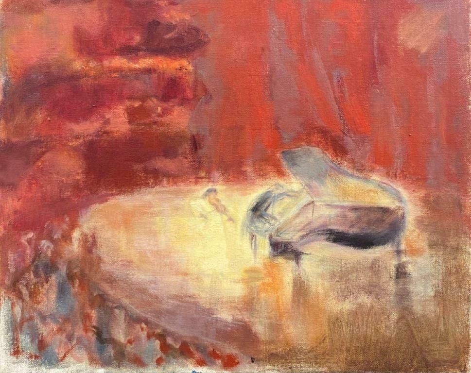 Elisabeth Hahn20th Century German Modernist Oil Painting Pianist In Concert Hall With Audience20th Century
