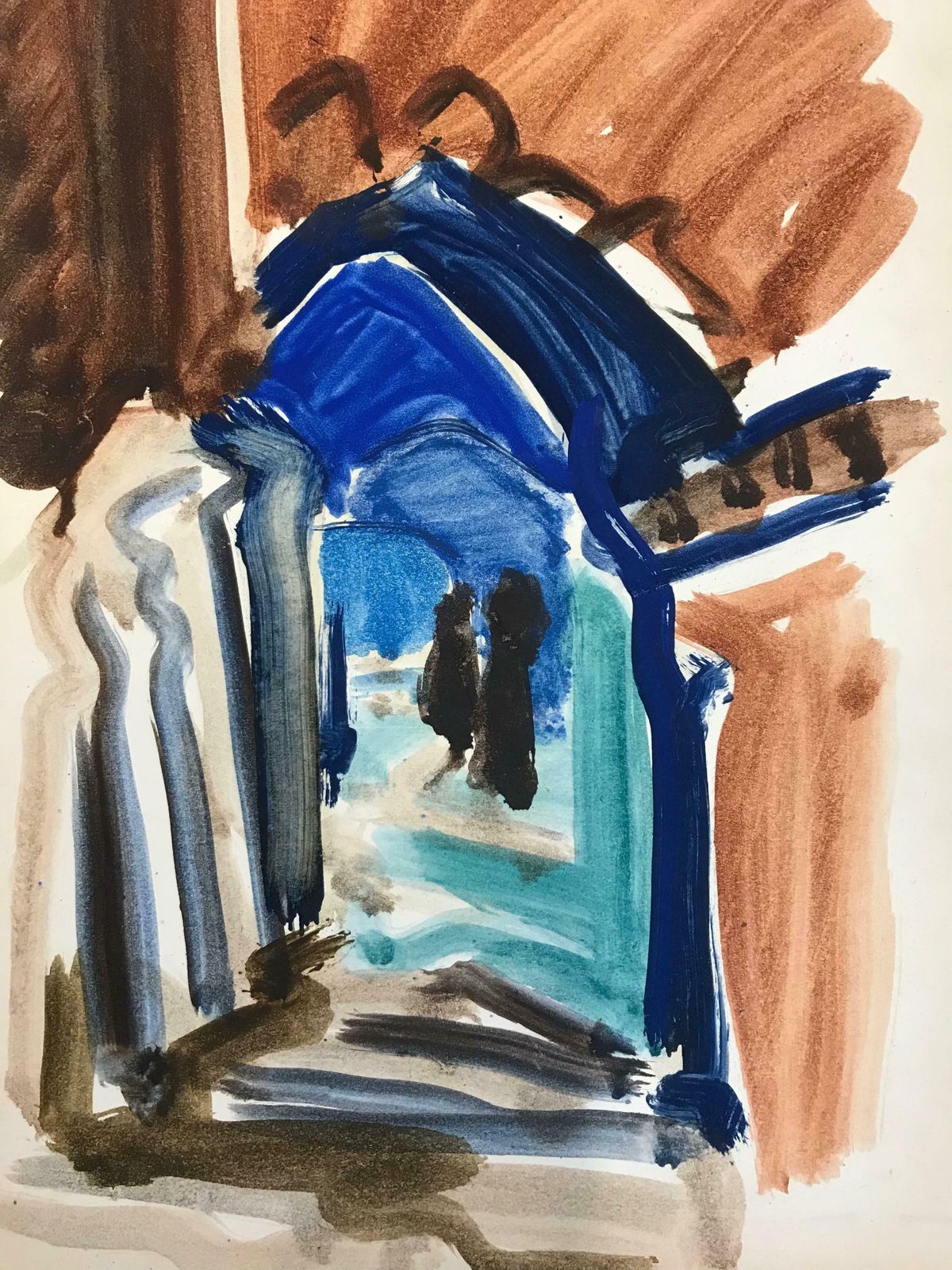 Elisabeth Hahn20th Century German Modernist Oil Painting   Through The Colourful Archway20th Century photo for sale