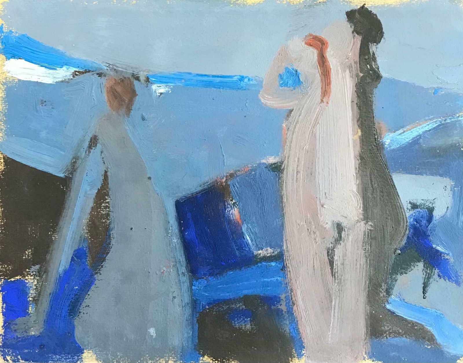 Elisabeth Hahn20th Century German Modernist Oil Painting Abstract Figures20th Century