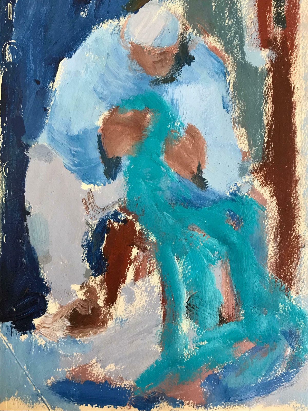 Elisabeth Hahn20th Century German Modernist Oil Painting Abstract Figure Of Man Sewing20th Century photo furniture