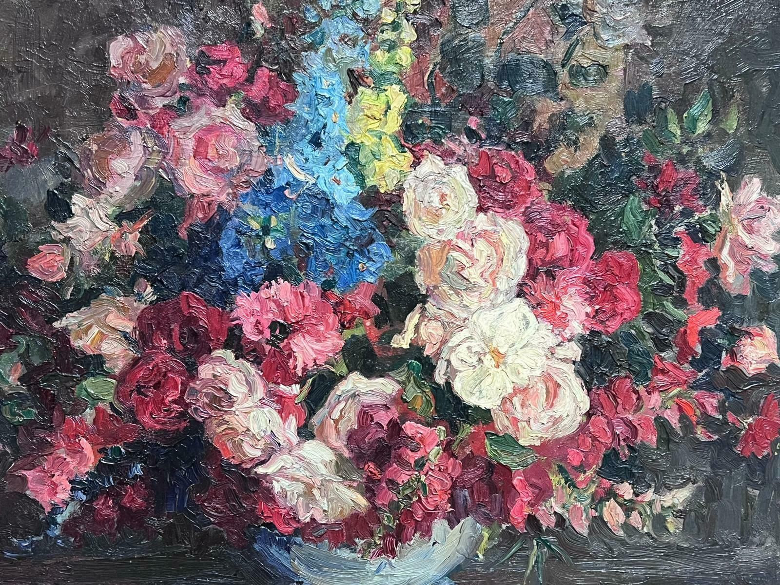 photo furniture French Schoolmid 20th C French Impressionist Signed Oil Vintage Flowers Montparnasse Frame