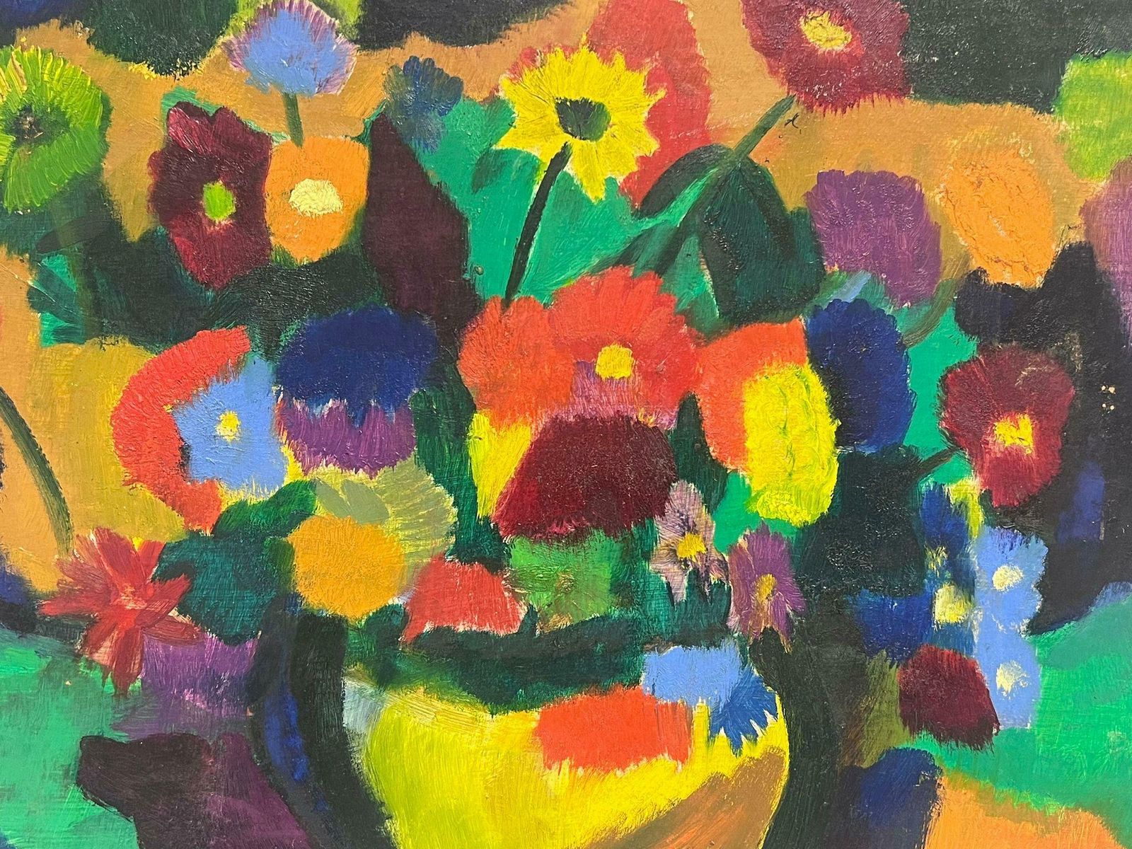 French School20th Century French Modernist Signed Oil Painting Bright Display Of Flowers photo for sale