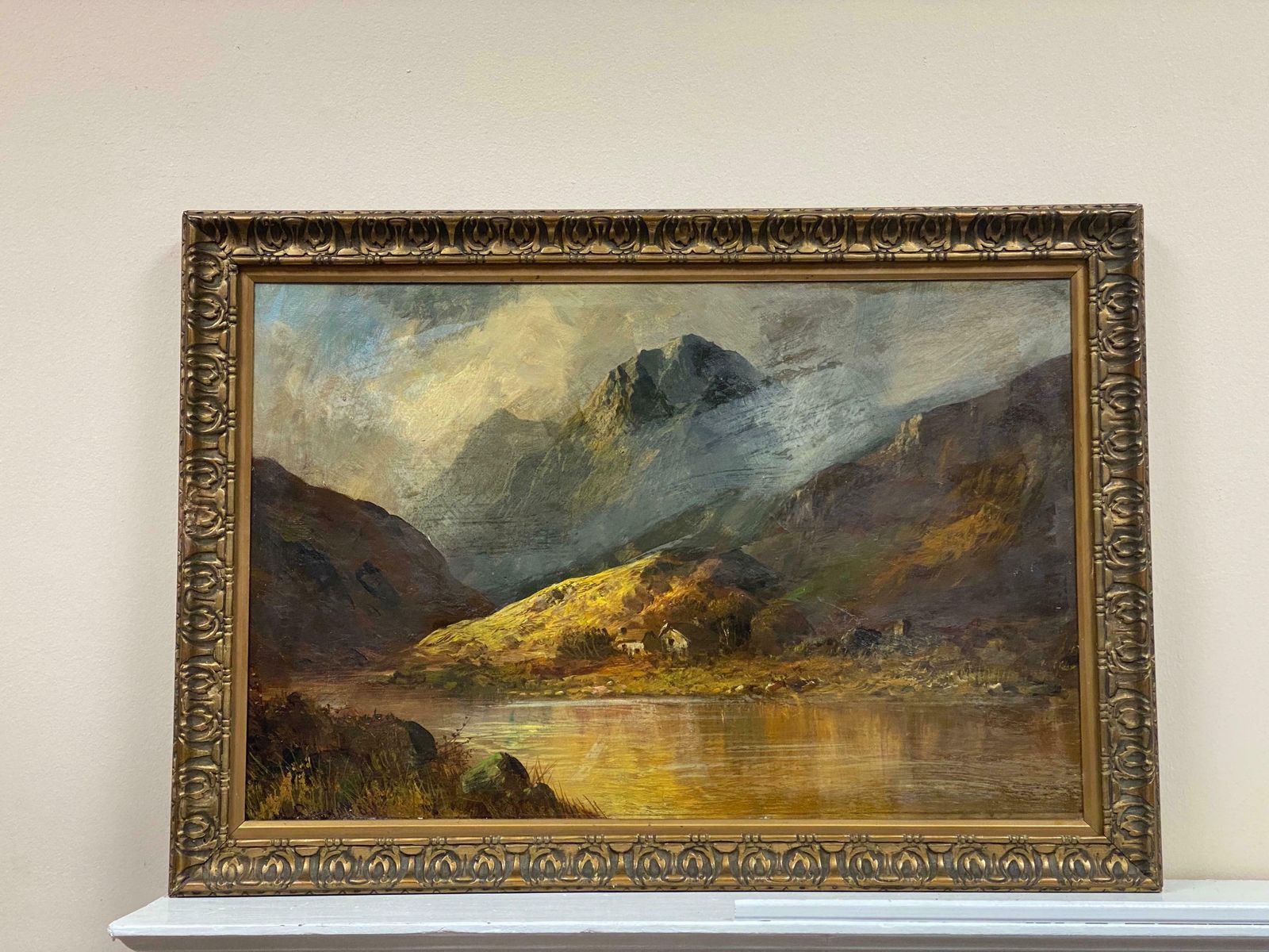 Francis E. Jamiesonantique Scottish Highlands Oil Painting Misty River Landscape Perthshirec.1920's photo furniture