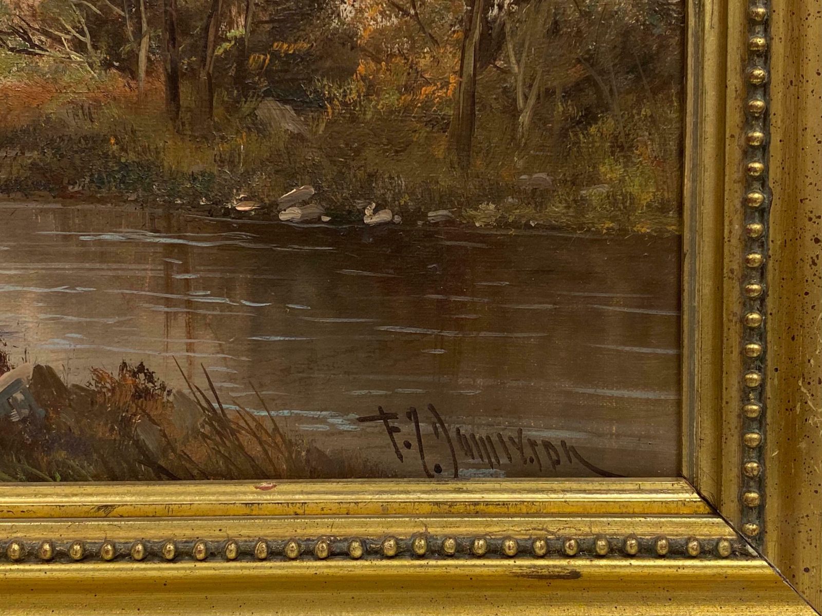 Francis E. Jamiesonkilchurn Castle Loch Awe, Antique Scottish Highlands Sunset Framed Oil Painting C.1930's photo Art