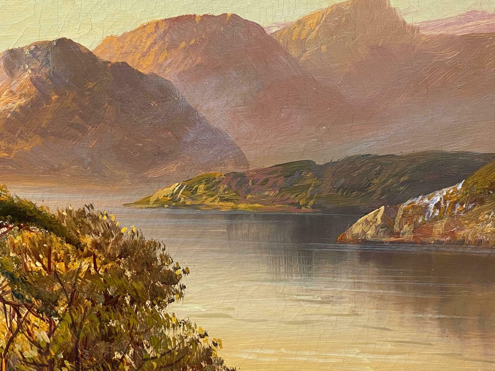Francis E. Jamiesonantique Scottish Highlands Oil Painting Sunset Extensive Loch Landscape Scenec.1920's photo vinterior
