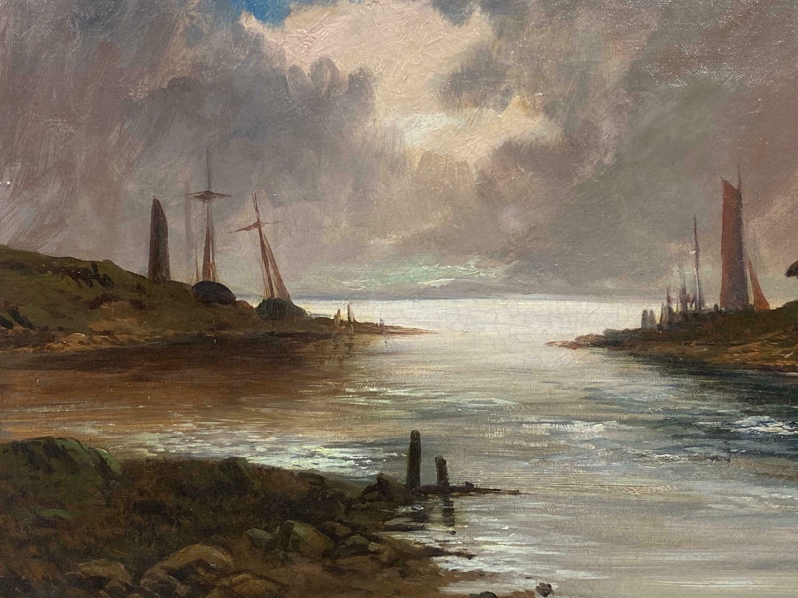 Francis E. Jamiesonantique Scottish Highlands Oil Painting Coastal Inlet Harbour Scenec.1930's