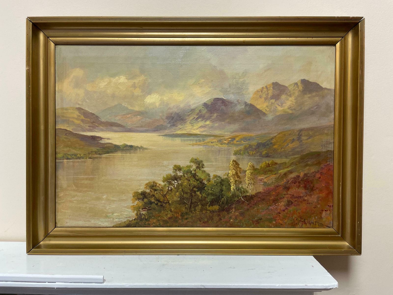 Francis E. Jamiesonantique Scottish Highland Loch Katrine In The Trossachs Summer Landscapec.1930's photo furniture