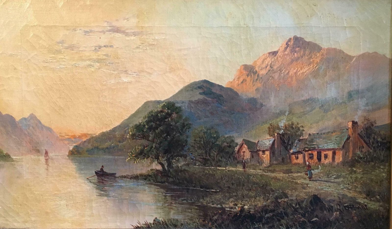 Francis E. Jamiesonglen Ogle, Lochearnhead, Antique Scottish Oil Painting Sunset, Signedc.1930's
