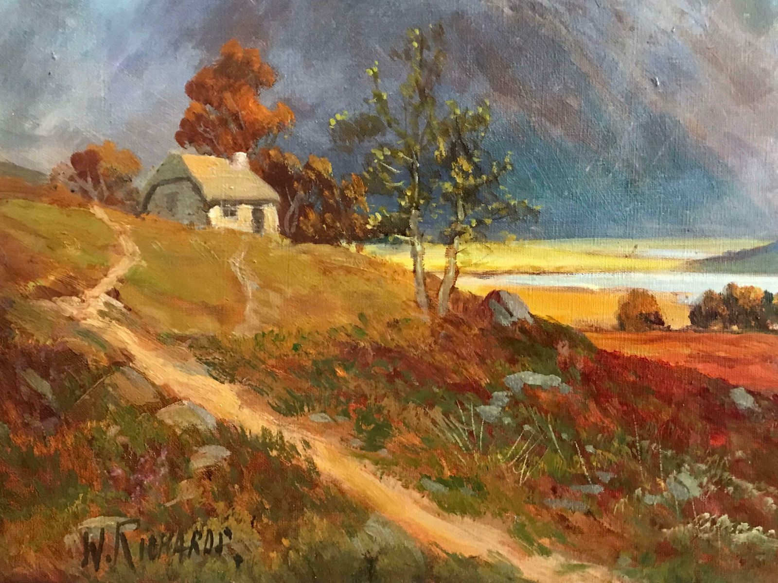 Francis E. Jamiesonantique Scottish Oil Painting Sunset Pitlochryc.1930's photo Art
