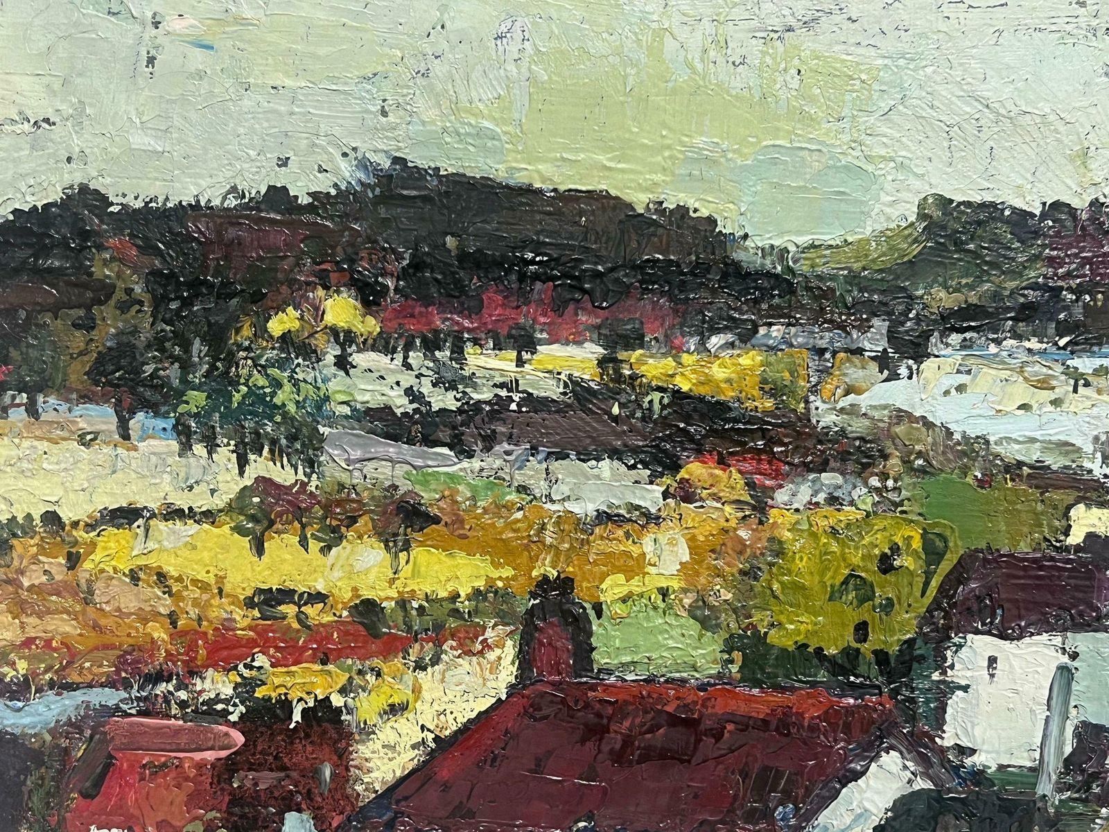Renaultvalence Provence Red Roof Town South Of France 1960's French Expressionist Oil photo 1022.0