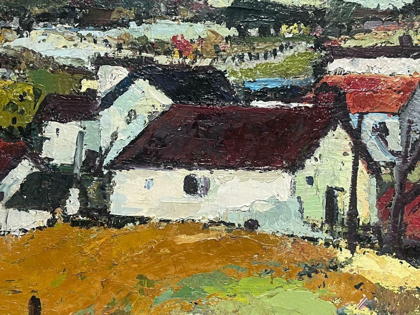 Renaultvalence Provence Red Roof Town South Of France 1960's French Expressionist Oil photo buy