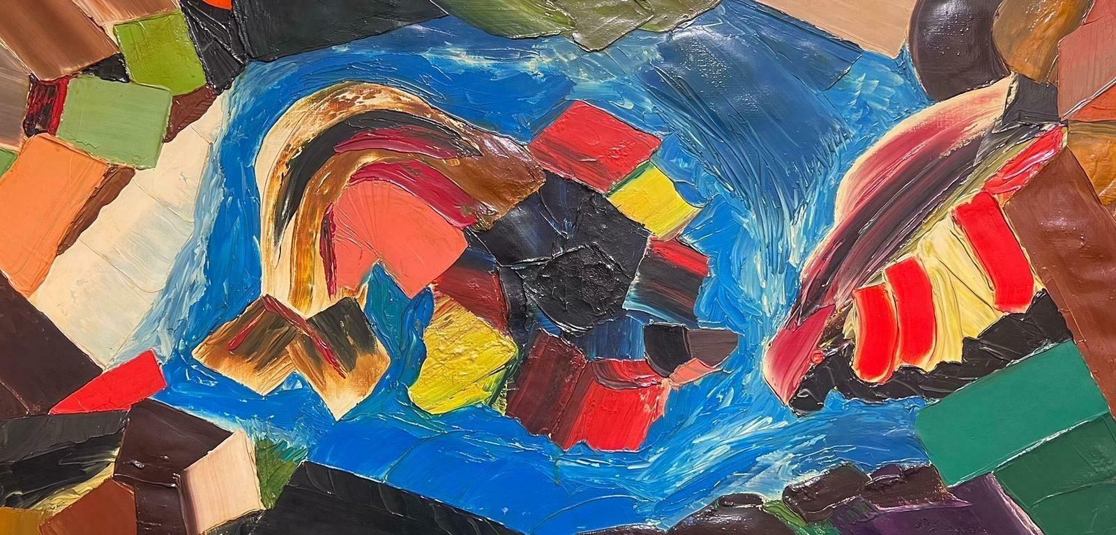Jean   Pierre Stagnaro1960's French Abstract Oil Painting Very Very Thick Impasto Oil Exhibited Work1960