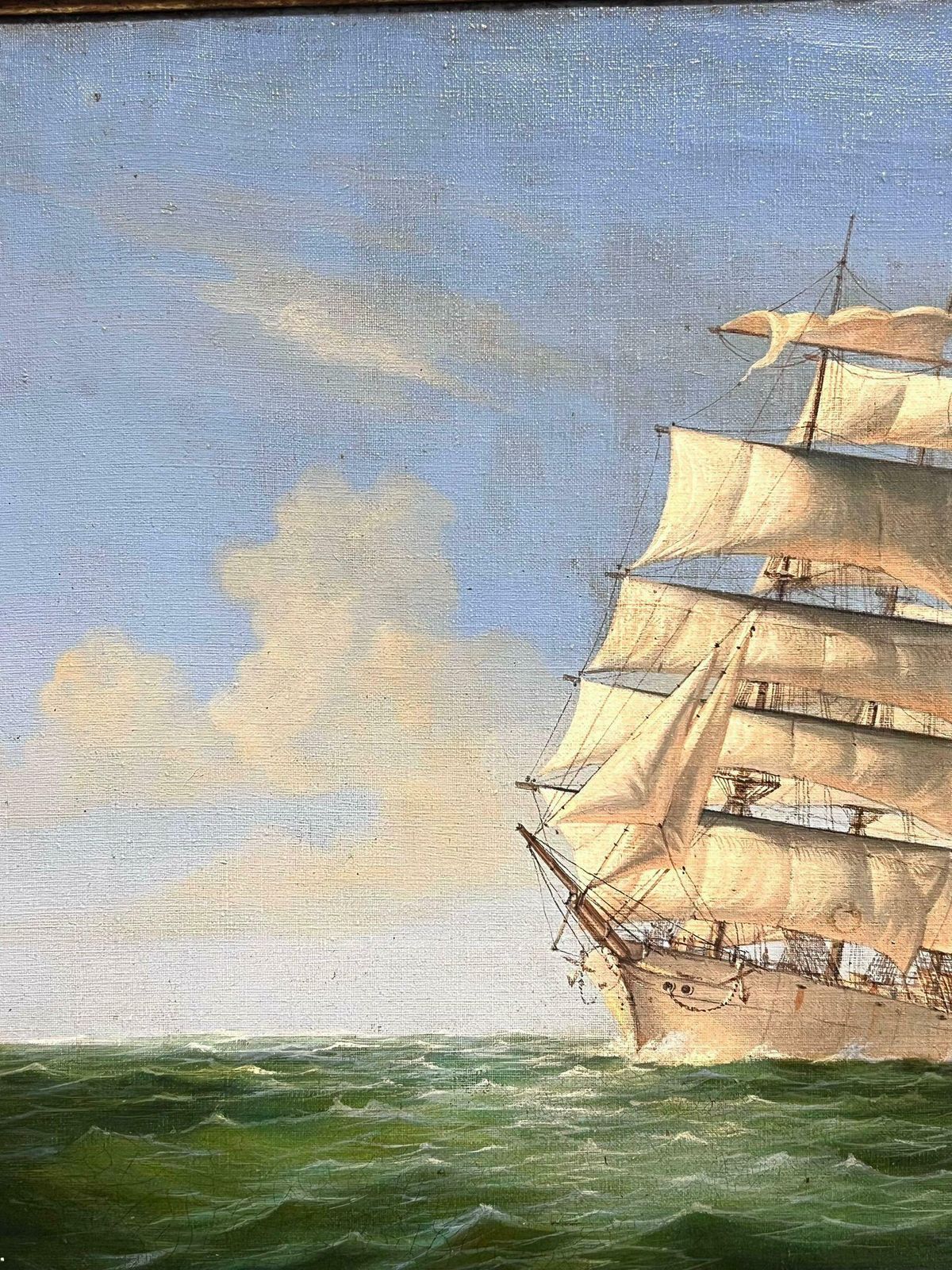 Bernard Pageclassic Tall Sailing Ship On Turquoise Seas Signed Original British Oil Painting photo for sale