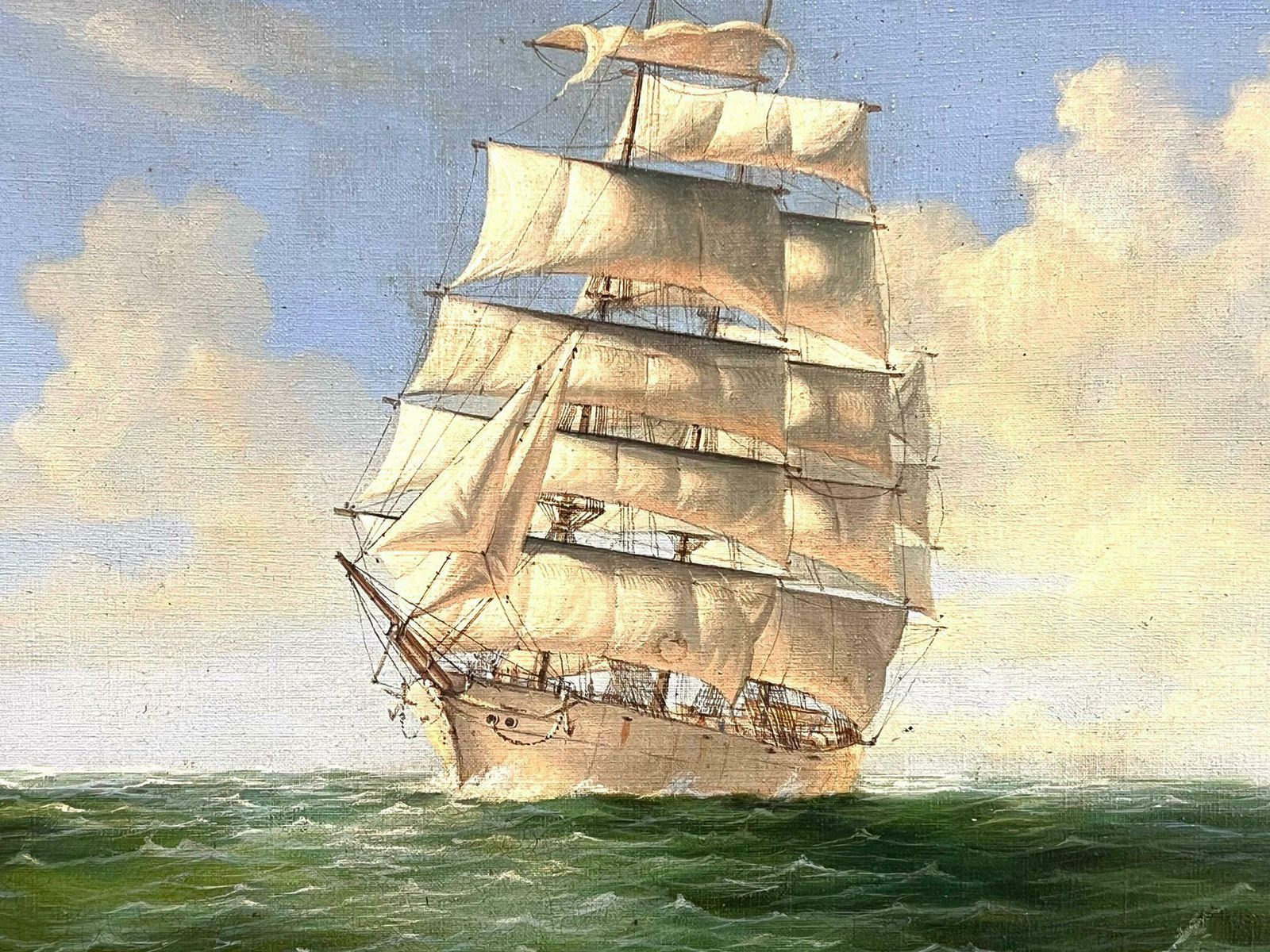 Bernard Pageclassic Tall Sailing Ship On Turquoise Seas Signed Original British Oil Painting photo vinterior
