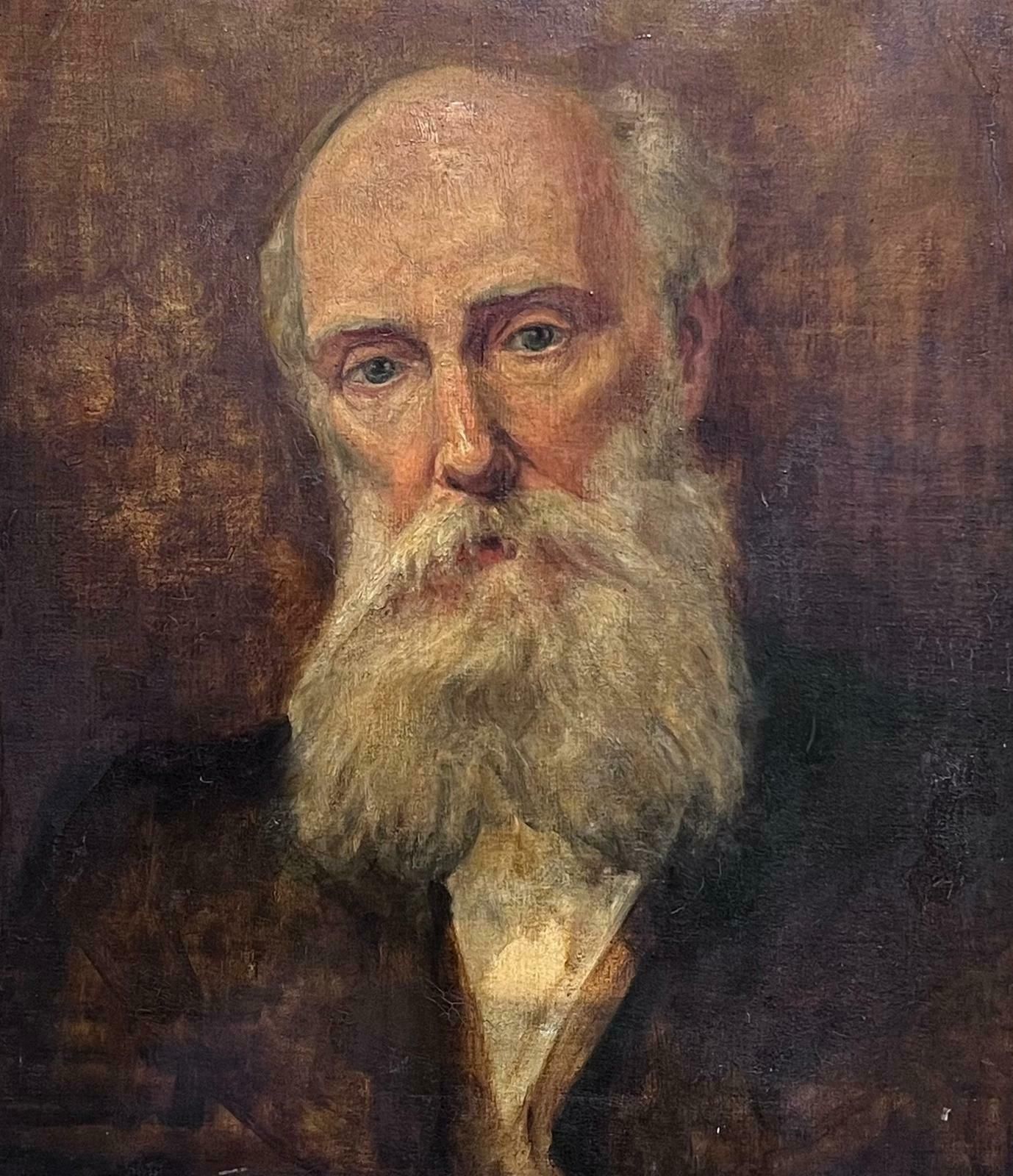 British C. 1901fine Impressionist Oil Painting Portrait Of Bearded Man Amazing Frame D. 19011901 photo furniture