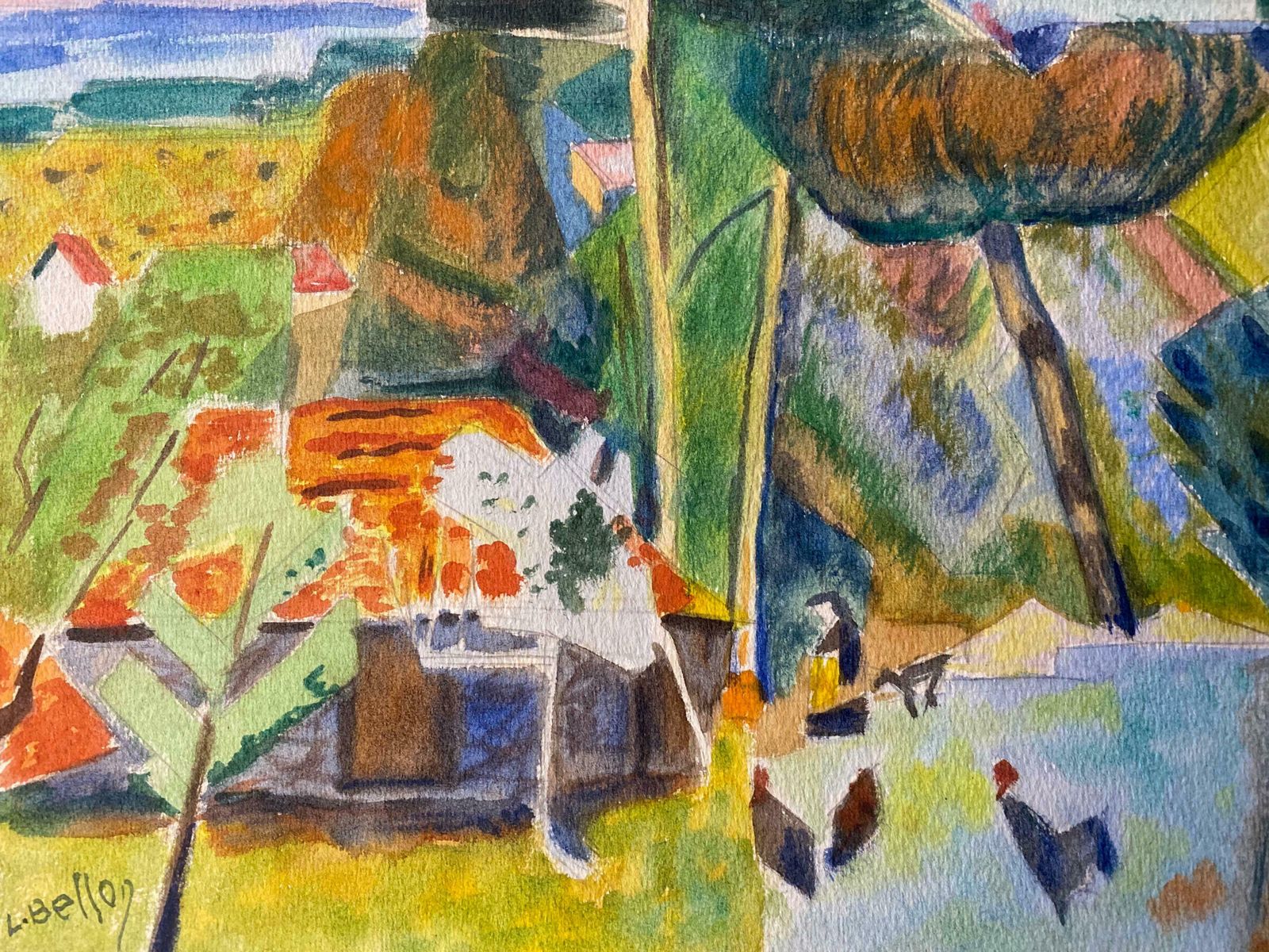 Louis Bellon1940's Provence Painting French Bright Landscape    Post Impressionist Artistc. 1940s photo furniture