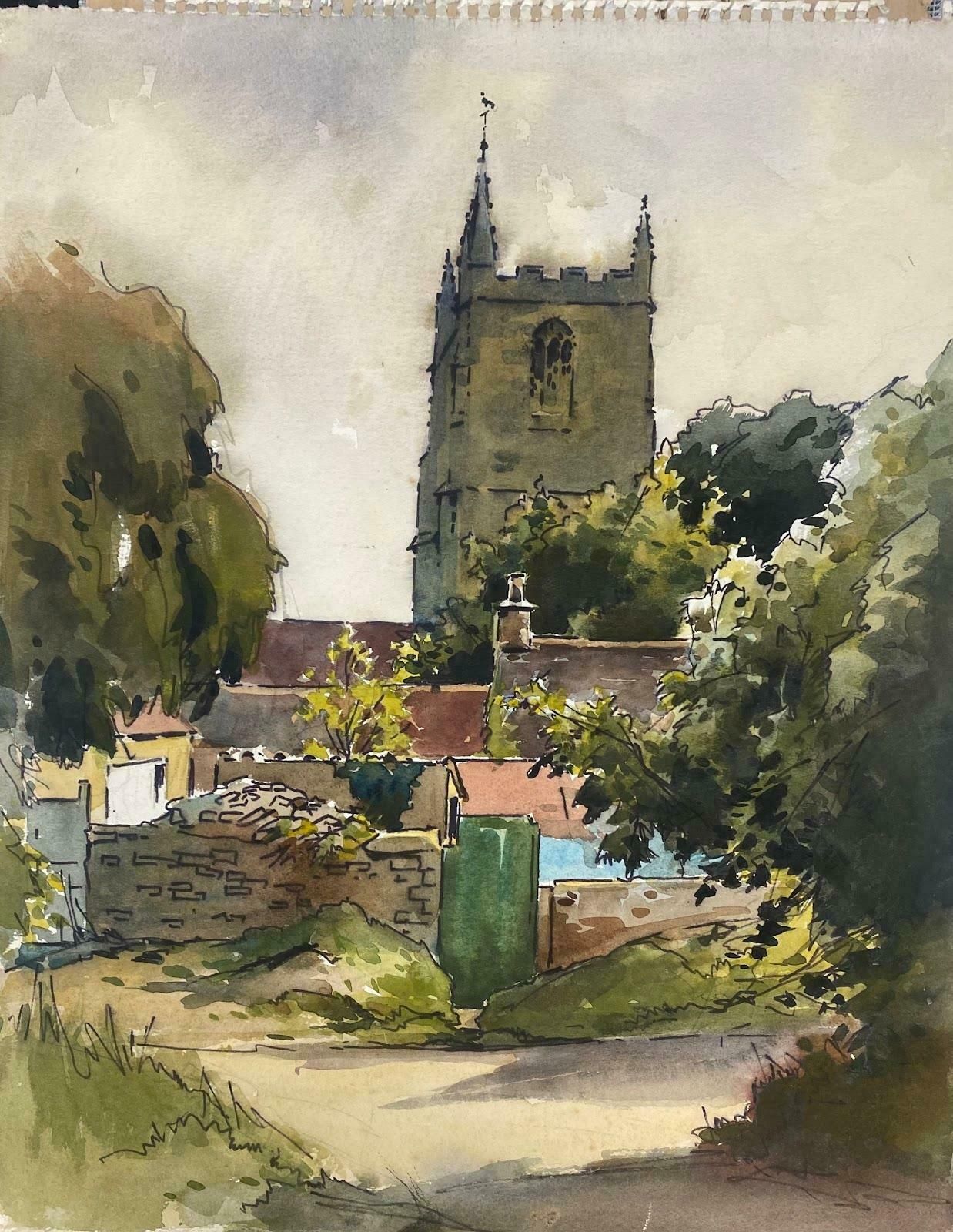 Frank Duffieldbritish Mid 20th Century Impressionist Painting The Village Church  Mid 20th Century photo for sale