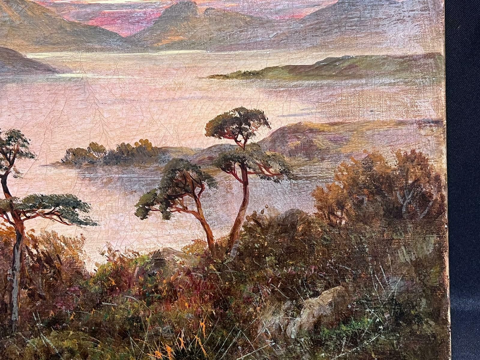 F. E. Jamiesonantique Scottish Highland Landscape Loch Scene Signed Oil Painting On Canvas photo Art