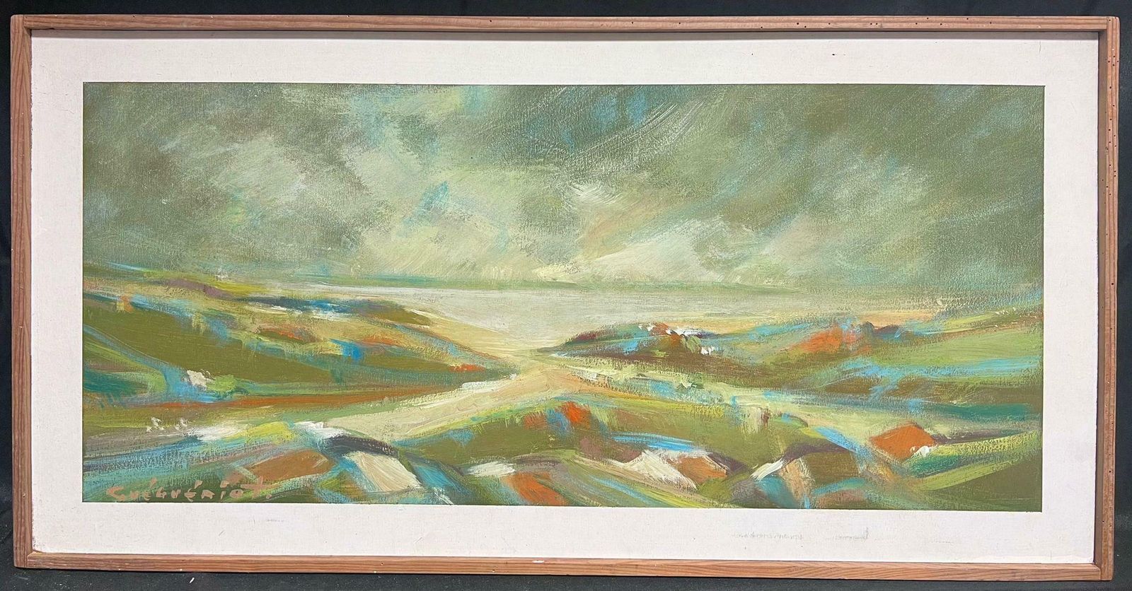 Gerard Guegueniatfrench Abstract Expressionist Signed Oil Coastal Landscape Large Original photo furniture