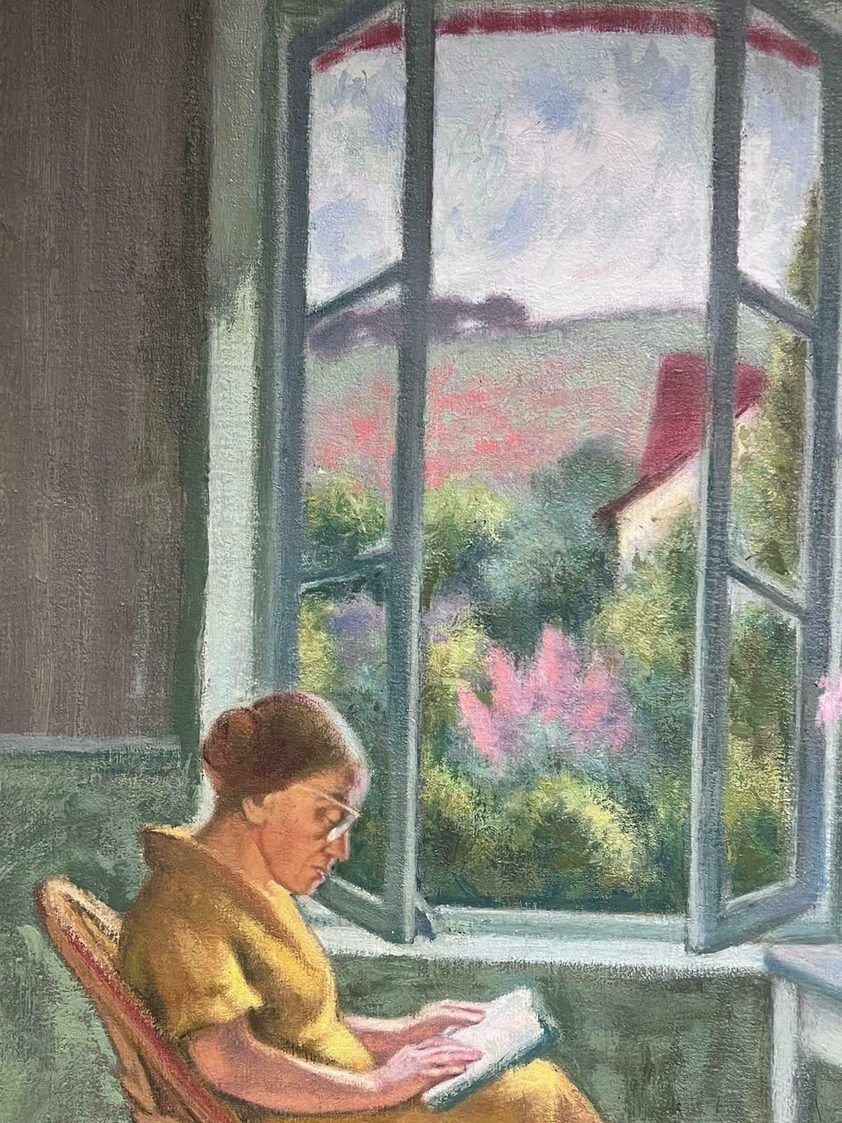 Jacob Markiellarge French/ Polish Modernist Oil Painting Interior Room Figures Reading & Dog photo buy