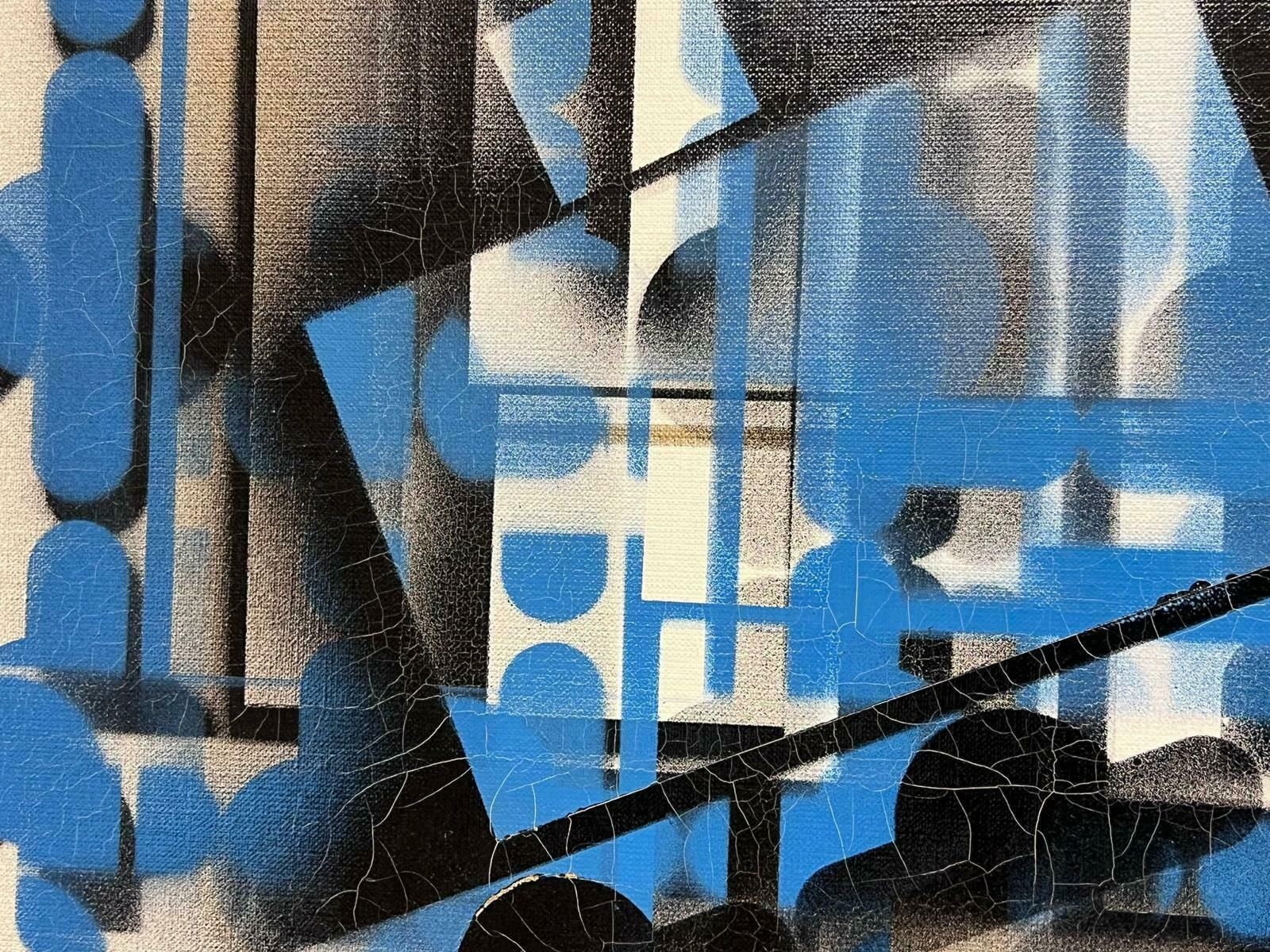 Michel Seguinlarge French Abstract Expressionist Painting Contemporary Black Blue & White photo 868.0